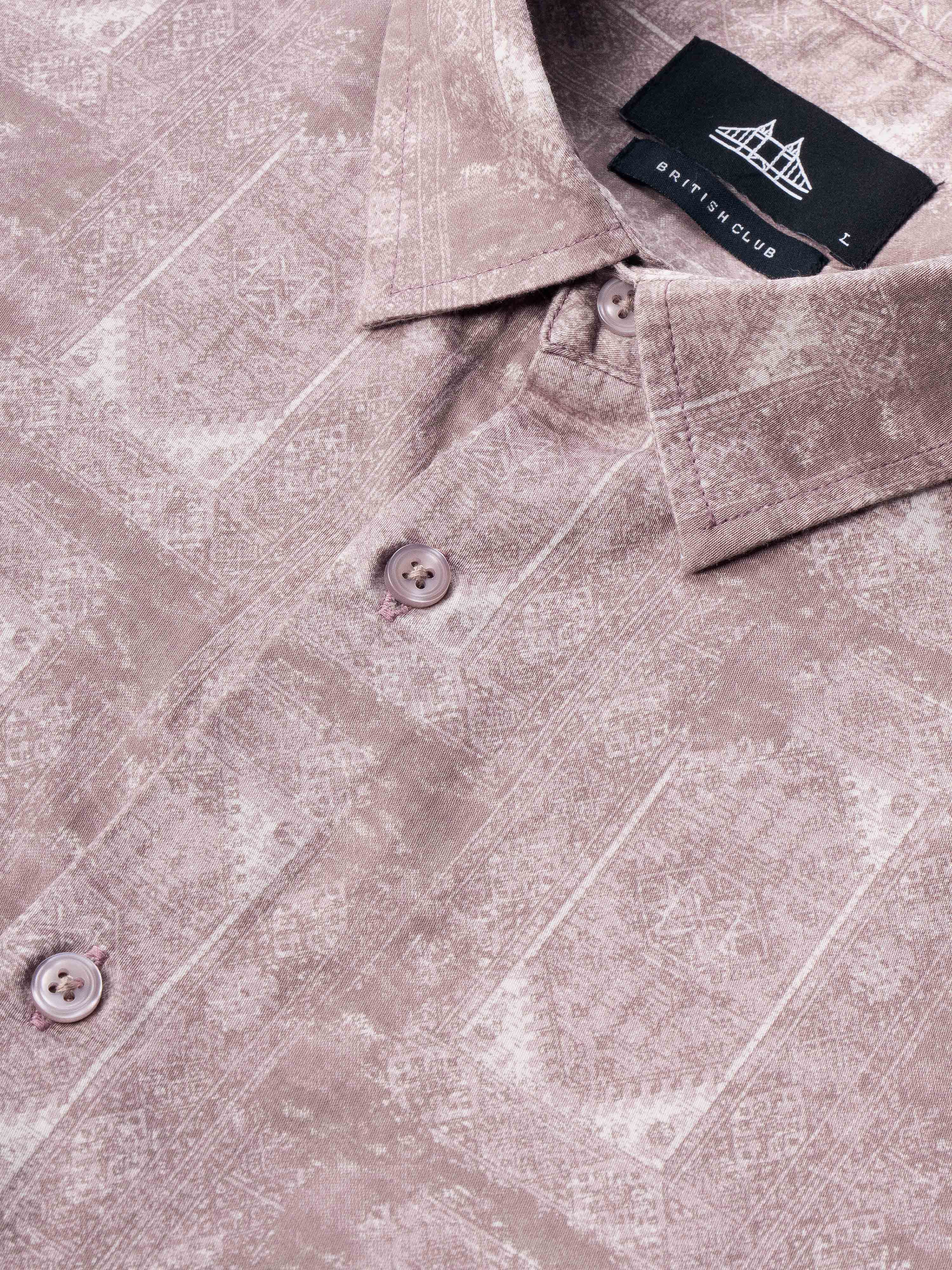 Men Mauve Geometric Print Shirt - Image 8