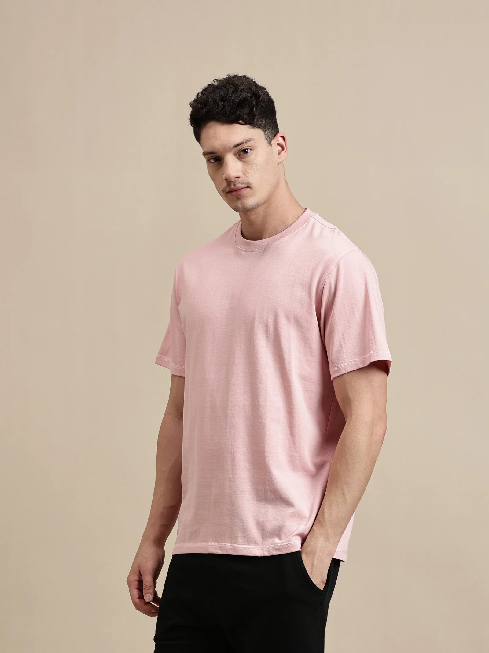 Men Mauve Half Sleeve T-Shirt - Image 5