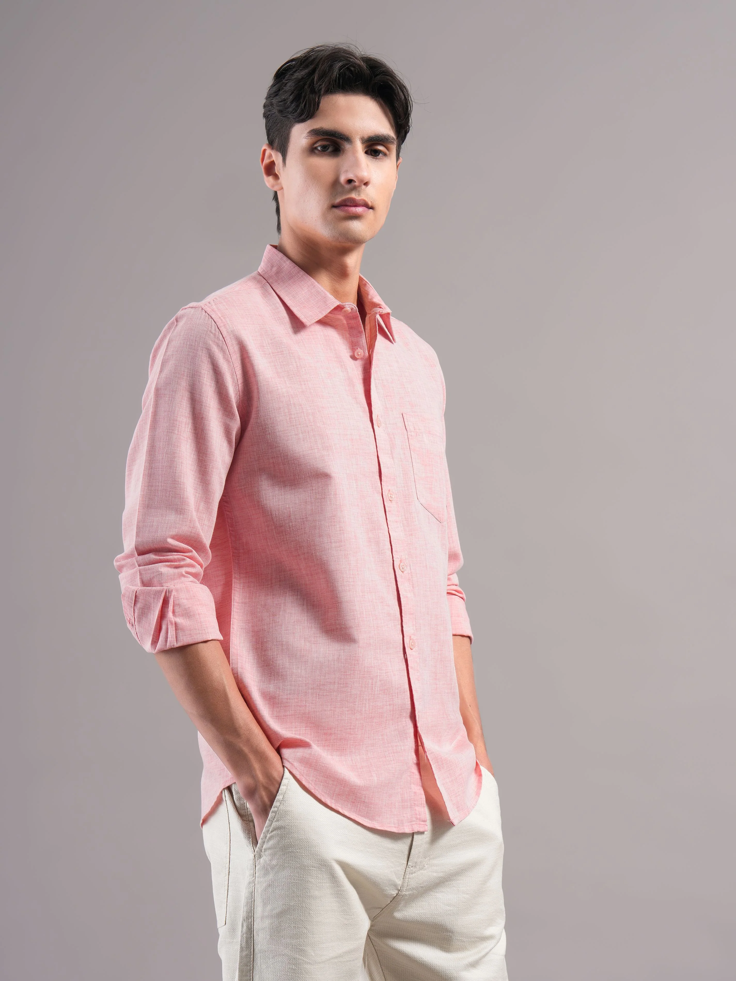 Men Mauve Solid Casual Shirt - Image 7