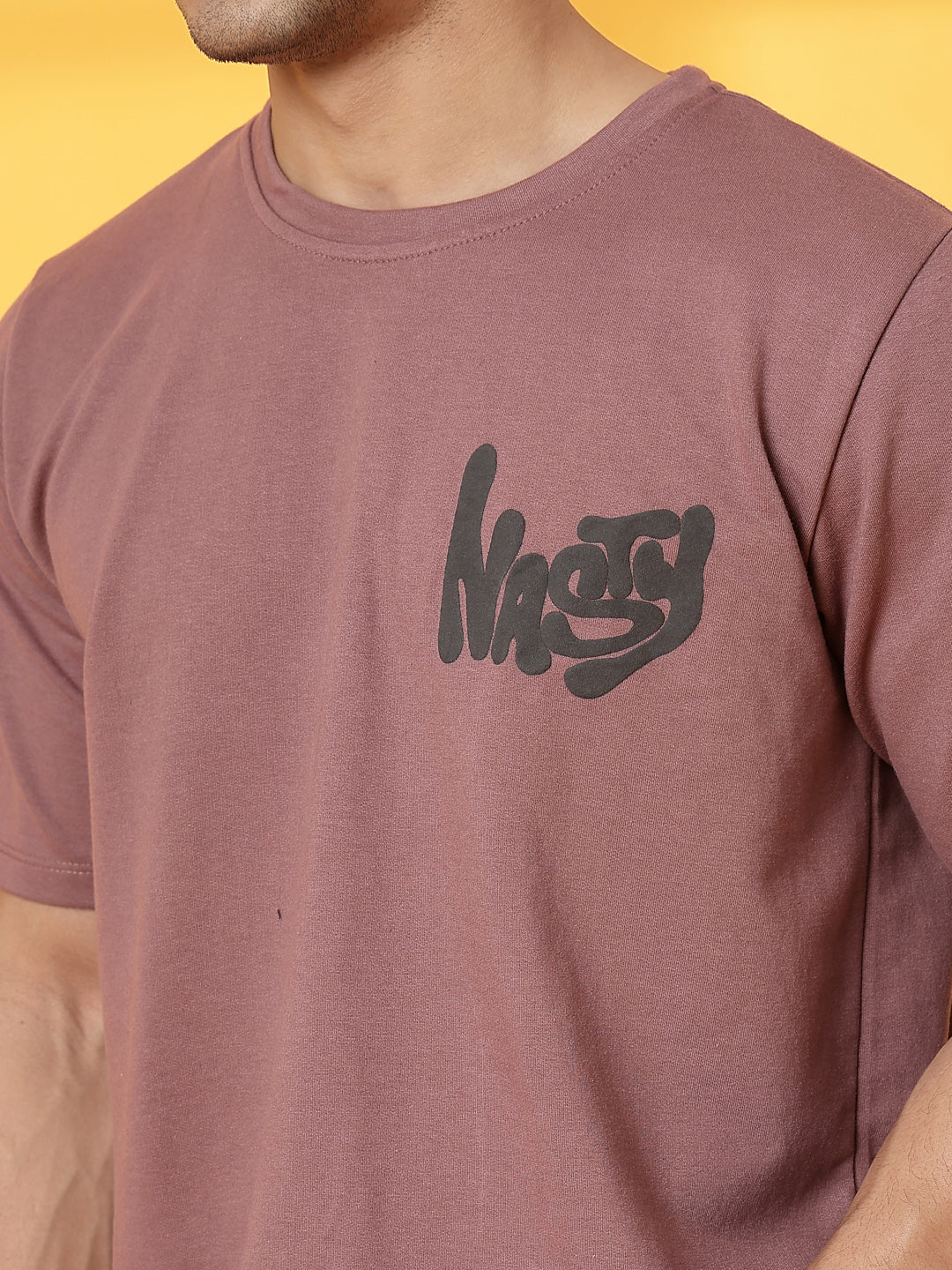 Men Mauve Terry Oversized Printed T-shirt - Image 6