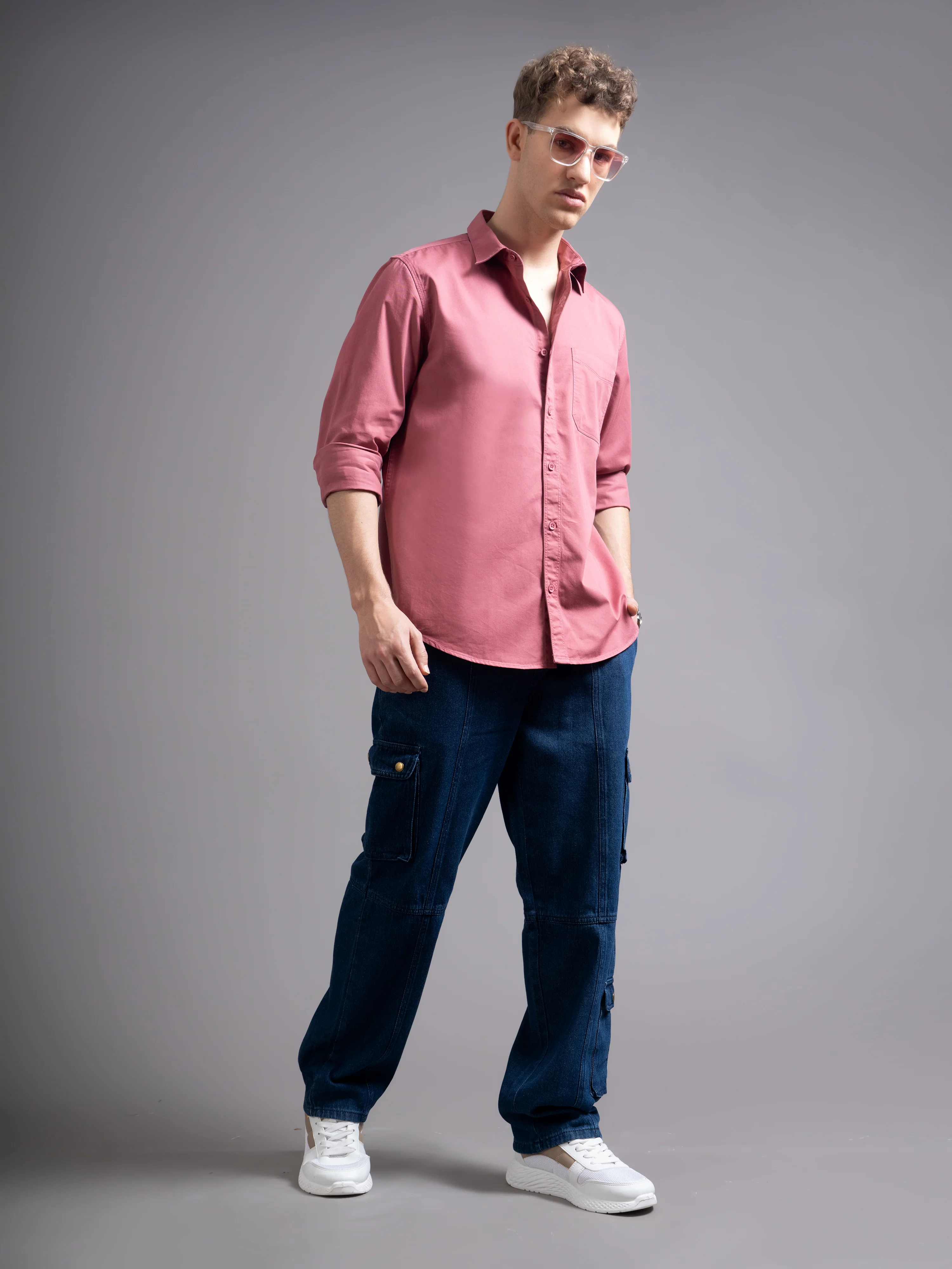 Men Mauve Twill Shirt - Image 2