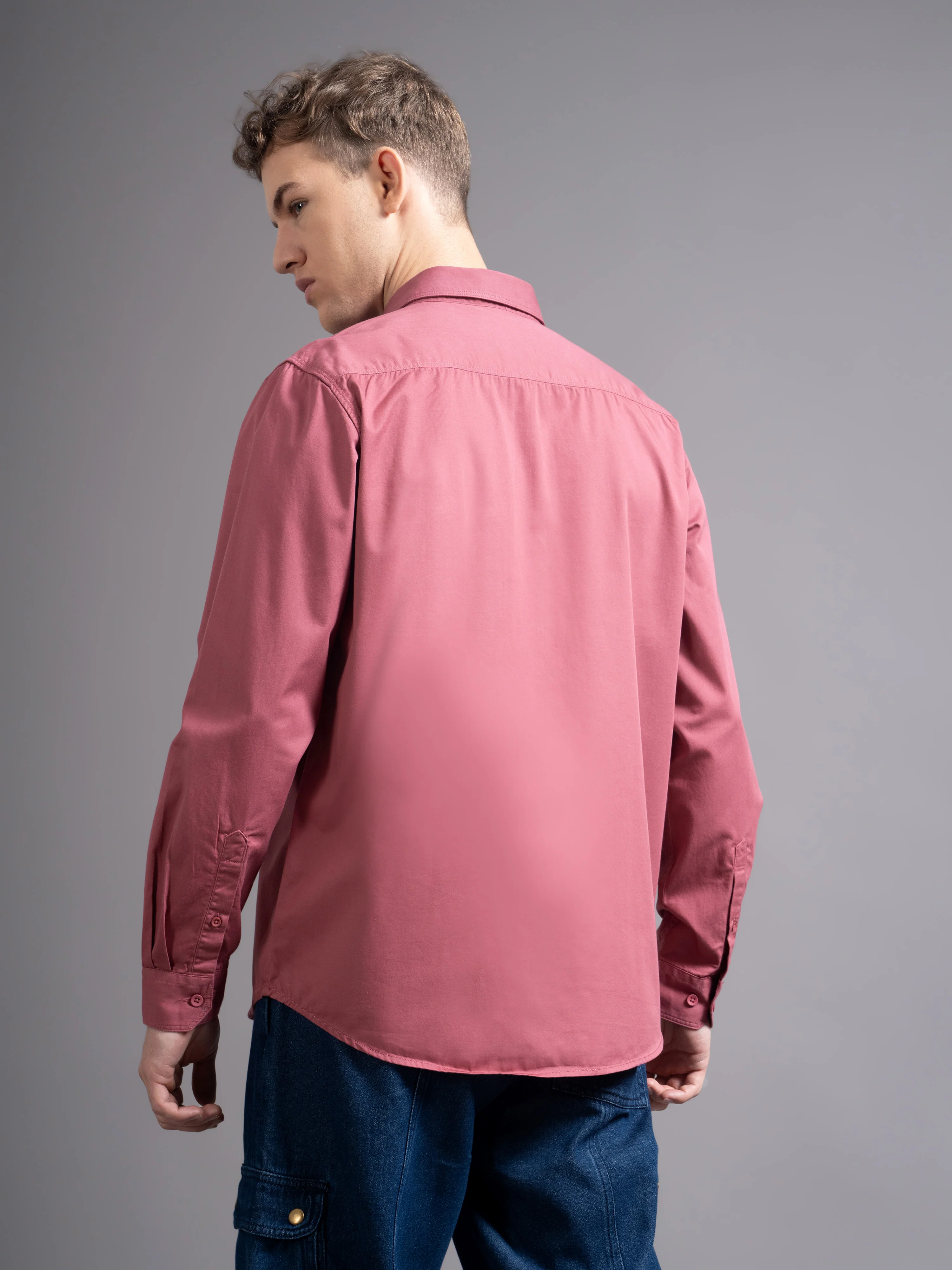 Men Mauve Twill Shirt - Image 4