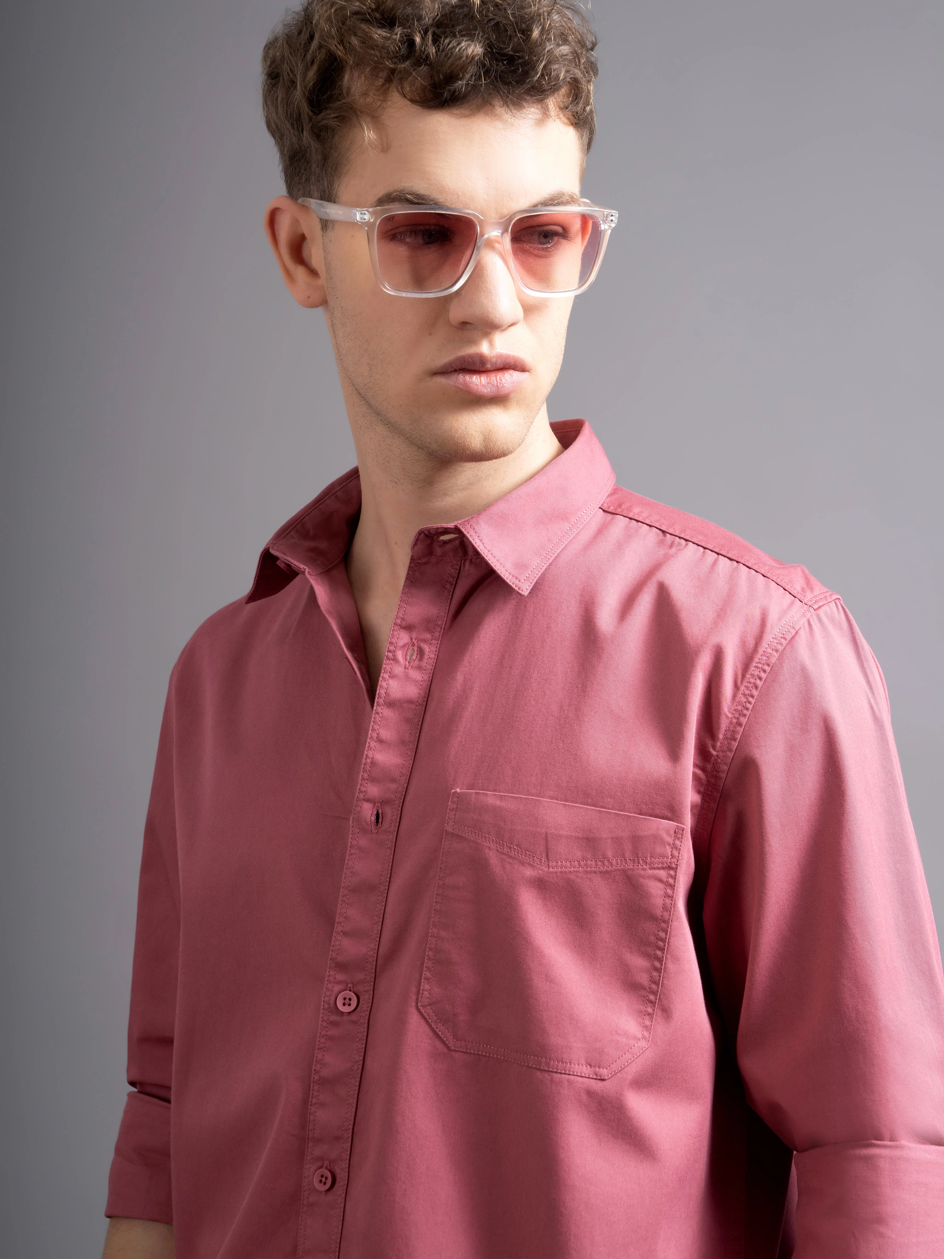 Men Mauve Twill Shirt - Image 7