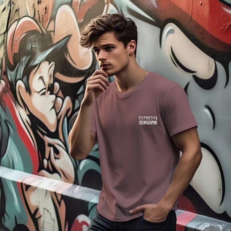 Men Mauve Typography Oversized T-Shirt - Image 5