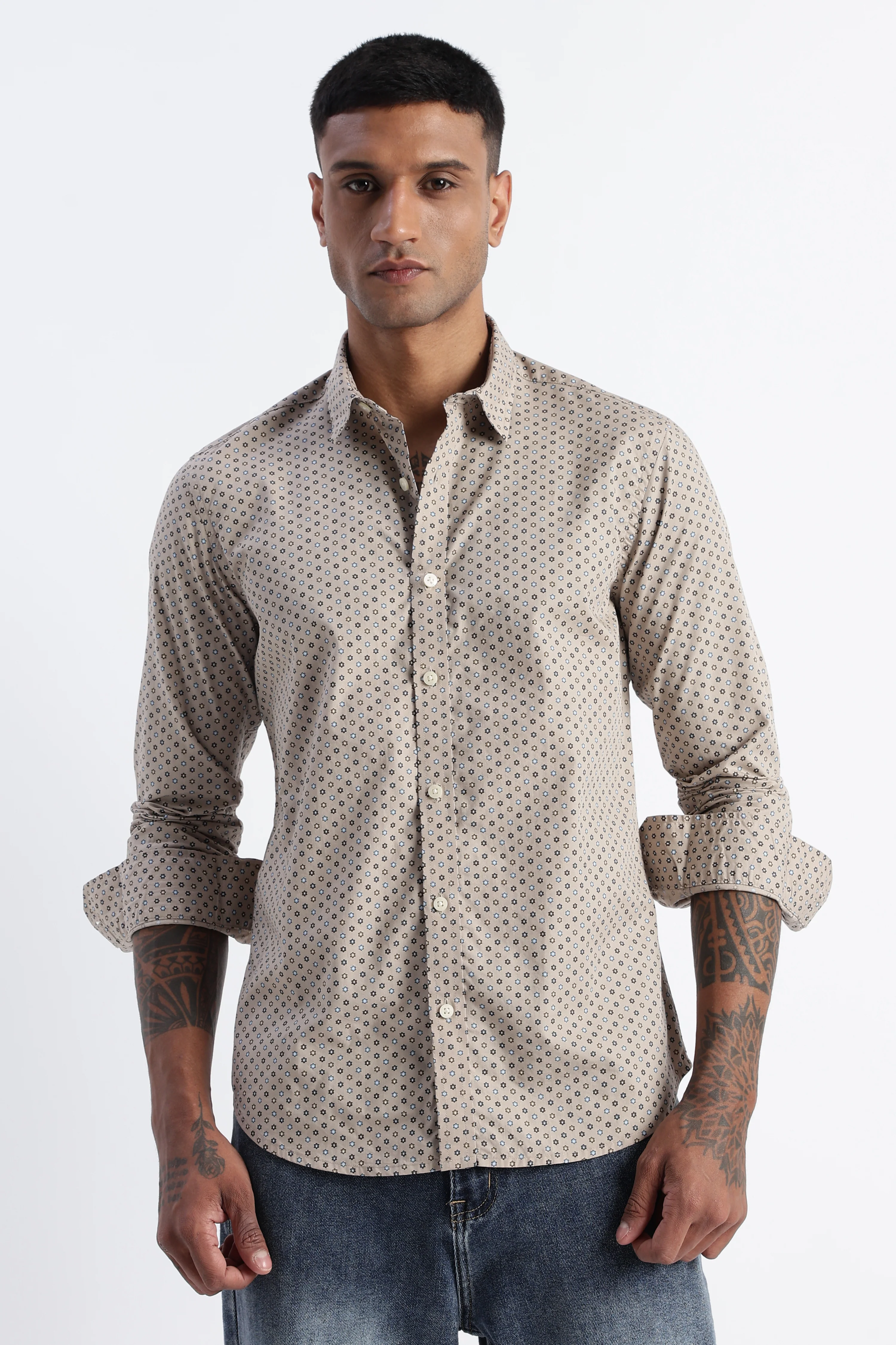 Men Micro-Print Shirt - Image 4