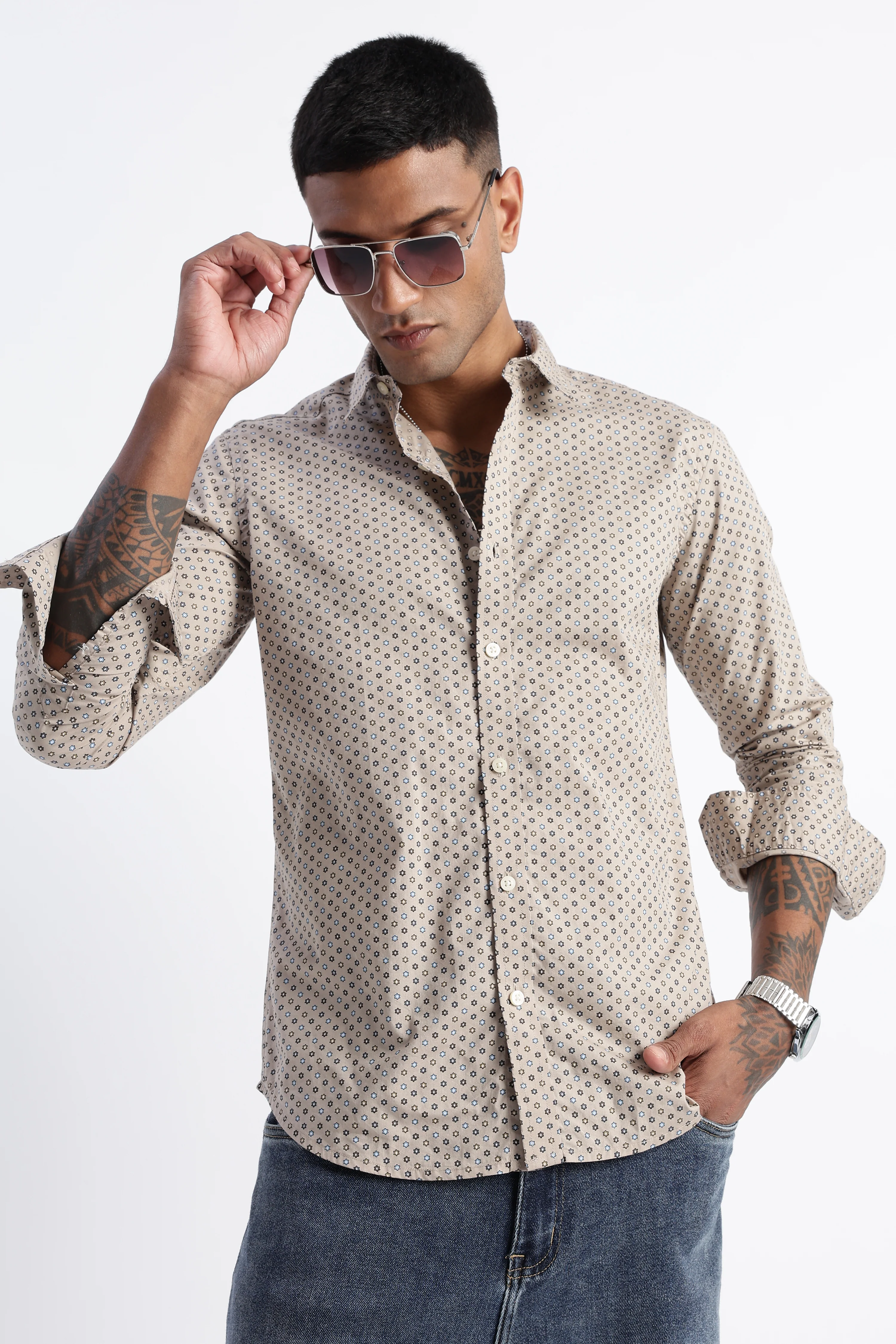 Men Micro-Print Shirt - Image 8