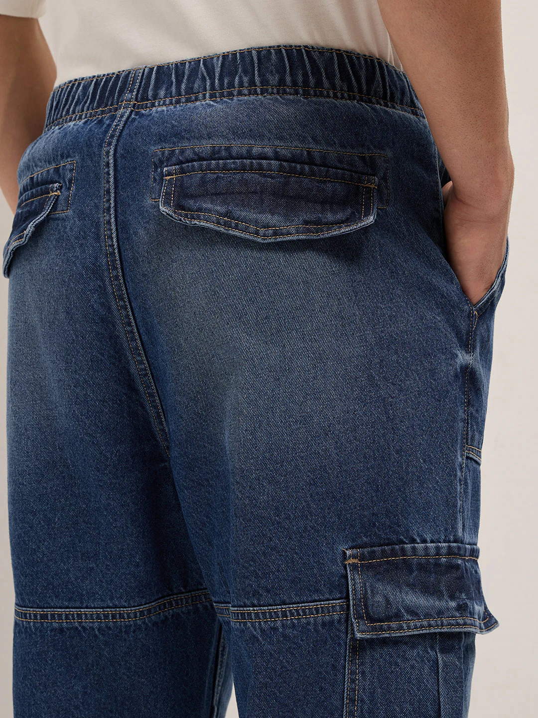 Men Mid Blue Baggy Fit Jogger-Style jean - Image 6