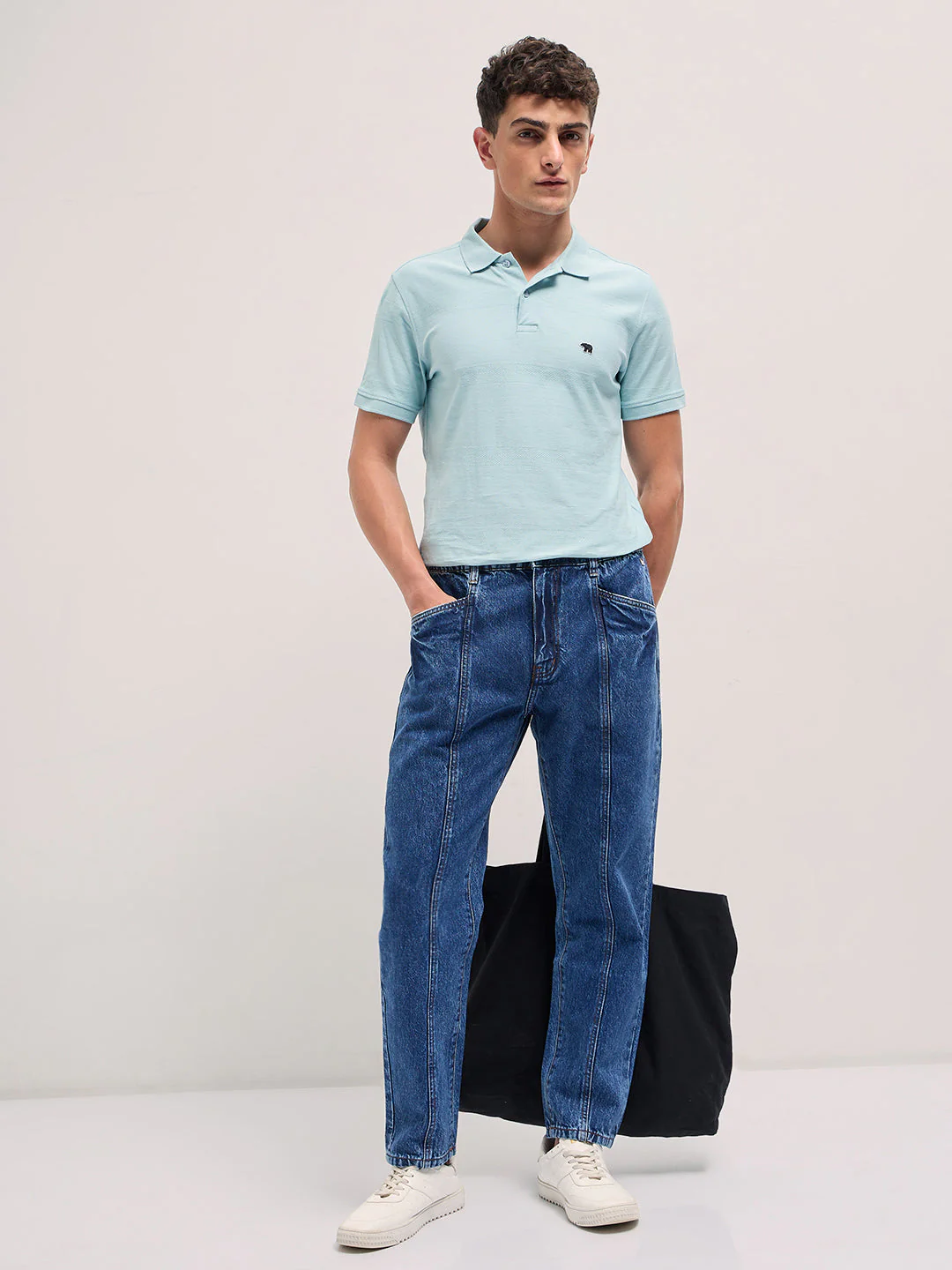 Men Mid Blue Mid-Rise Elasticated Waist Jeans - Image 4
