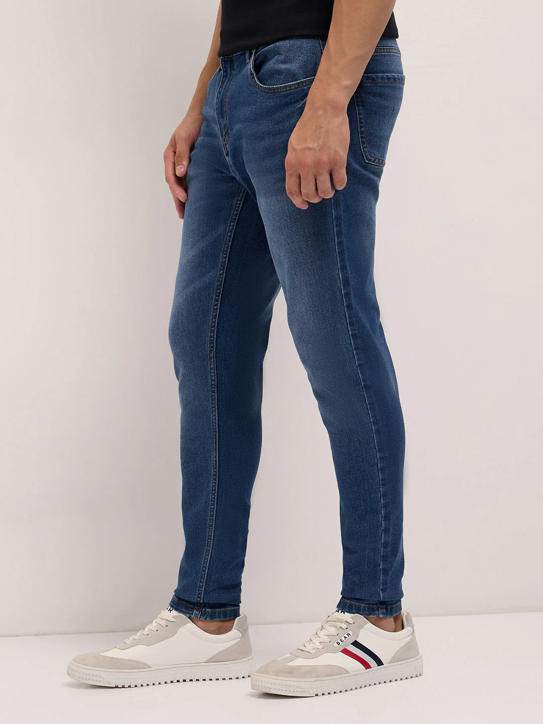 Men Mid Blue Mid-Rise Skinny Fit Jeans - Image 3
