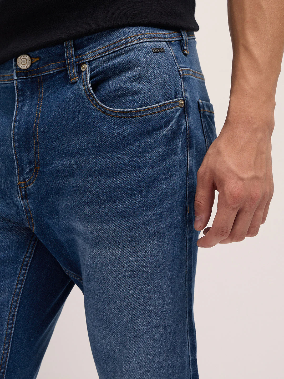 Men Mid Blue Mid-Rise Skinny Fit Jeans - Image 5