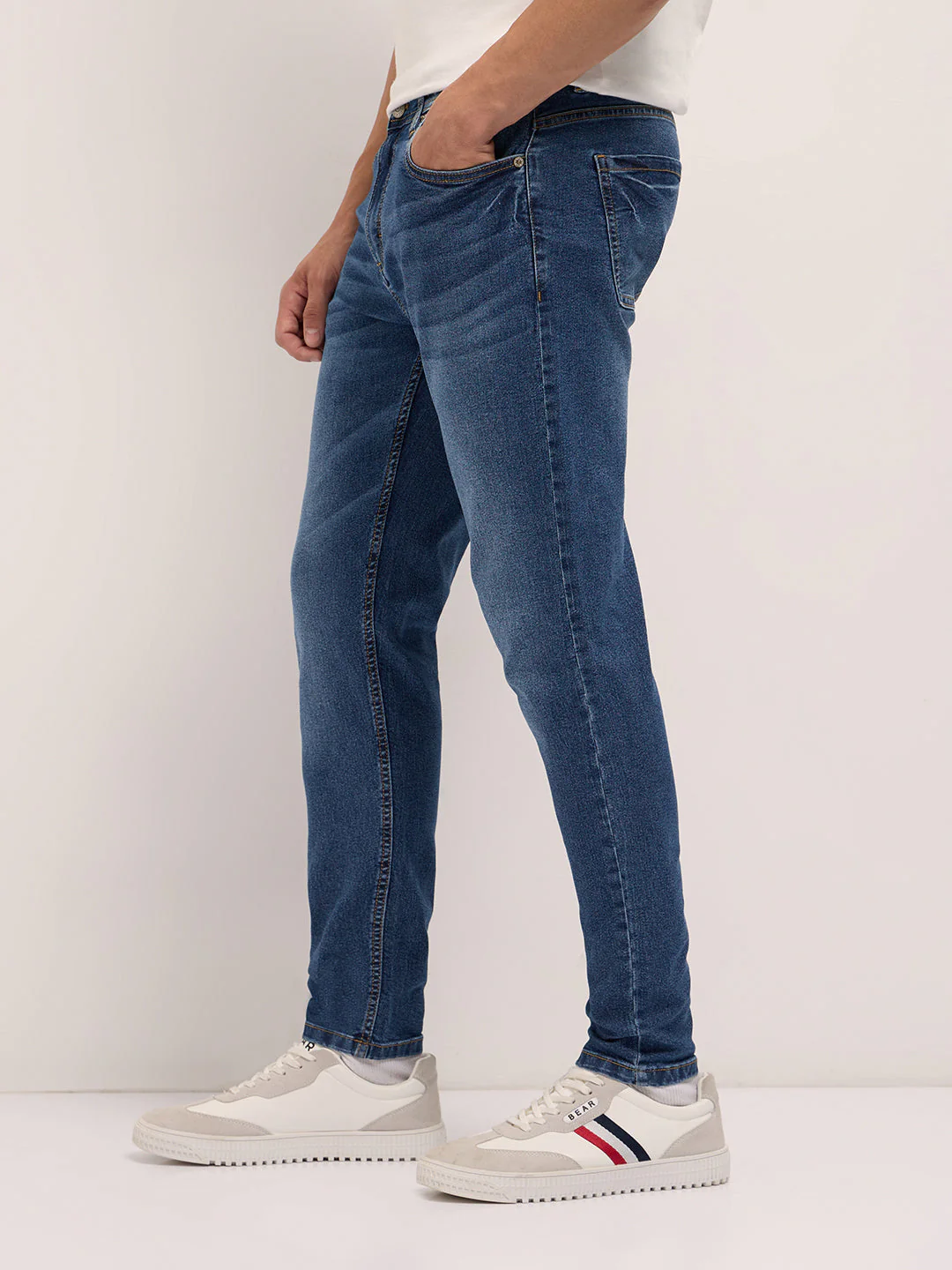 Men Mid Blue Mid-Rise Skinny Fit Jeans - Image 3