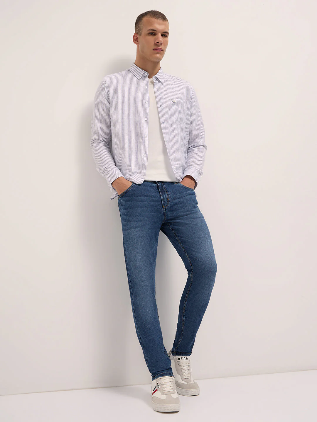 Men Mid Blue Mid-Rise Skinny Fit Jeans - Image 4