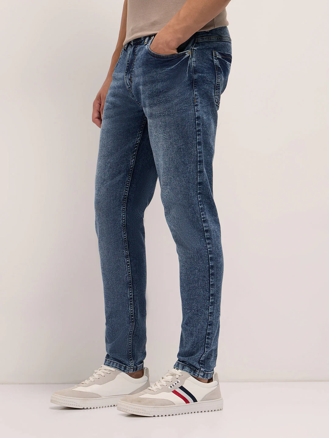 Men Mid Blue Mid-Rise Skinny Fit Jeans - Image 3