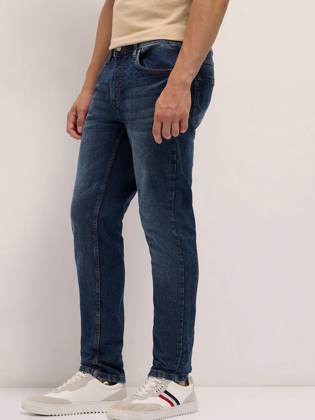 Men Mid Blue Mid-Rise Skinny Fit Jeans - Image 3