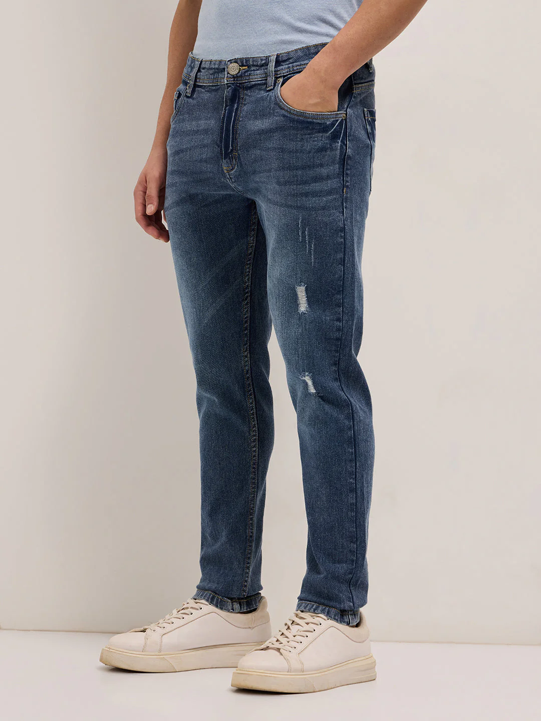 Men Mid Blue Mid-Rise Slim Fit Jeans - Image 3