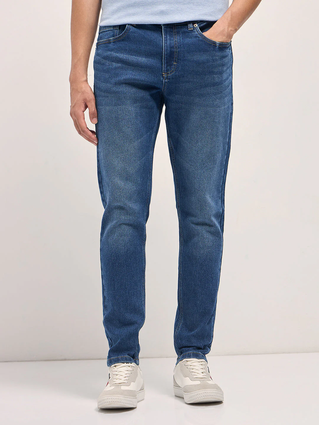 Men Mid Blue Mid-Rise Slim Fit Jeans - Image 3