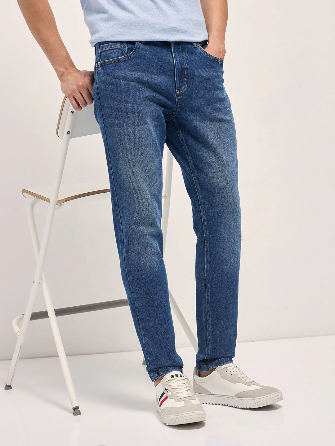Men Mid Blue Mid-Rise Slim Fit Jeans - Image 5