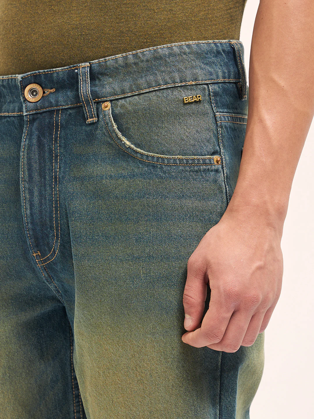 Men Mid Blue Mid-Rise Straight Fit Jeans - Image 5