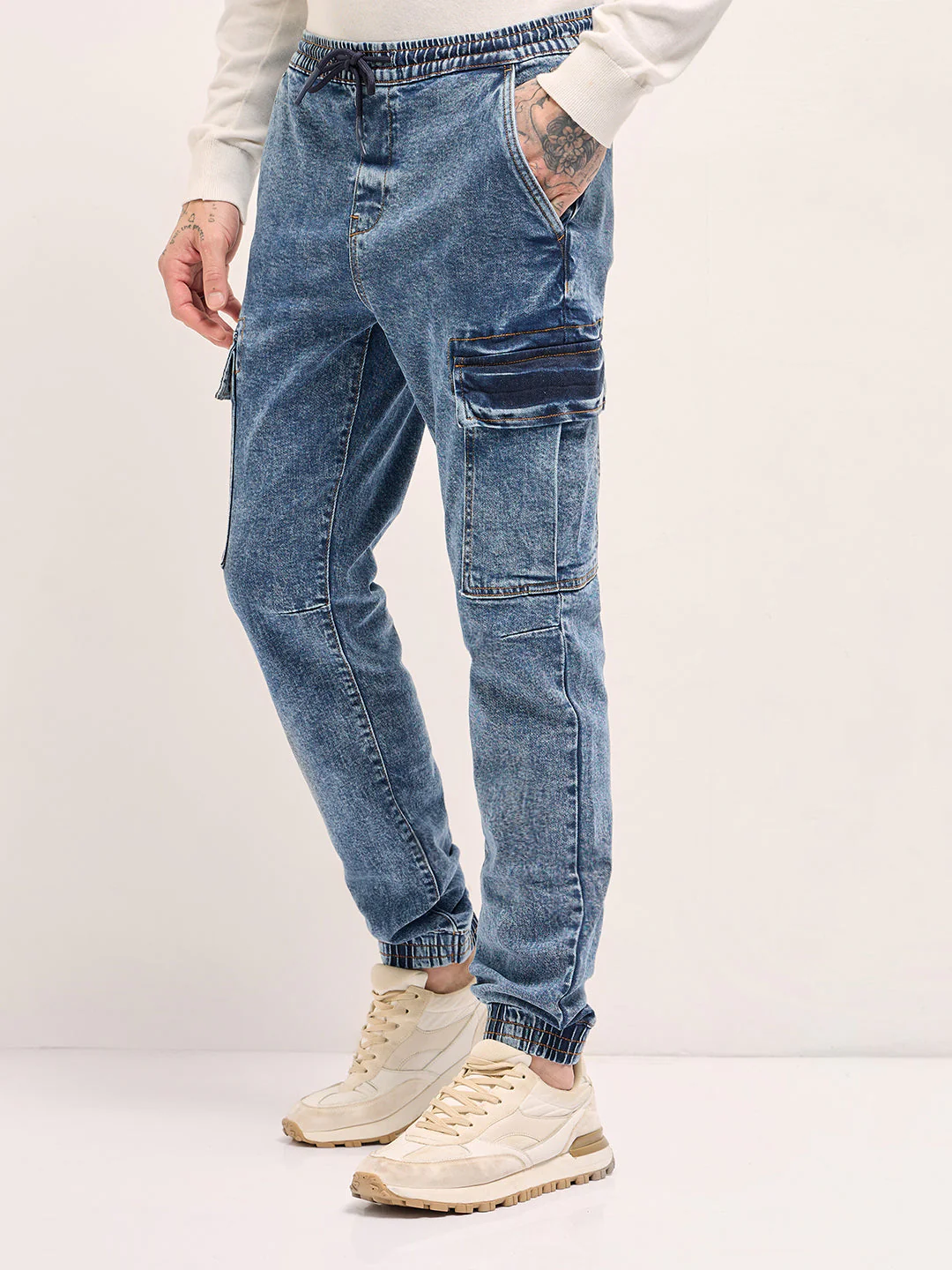 Men Mid Blue Slim Fit Jogger-Style jean