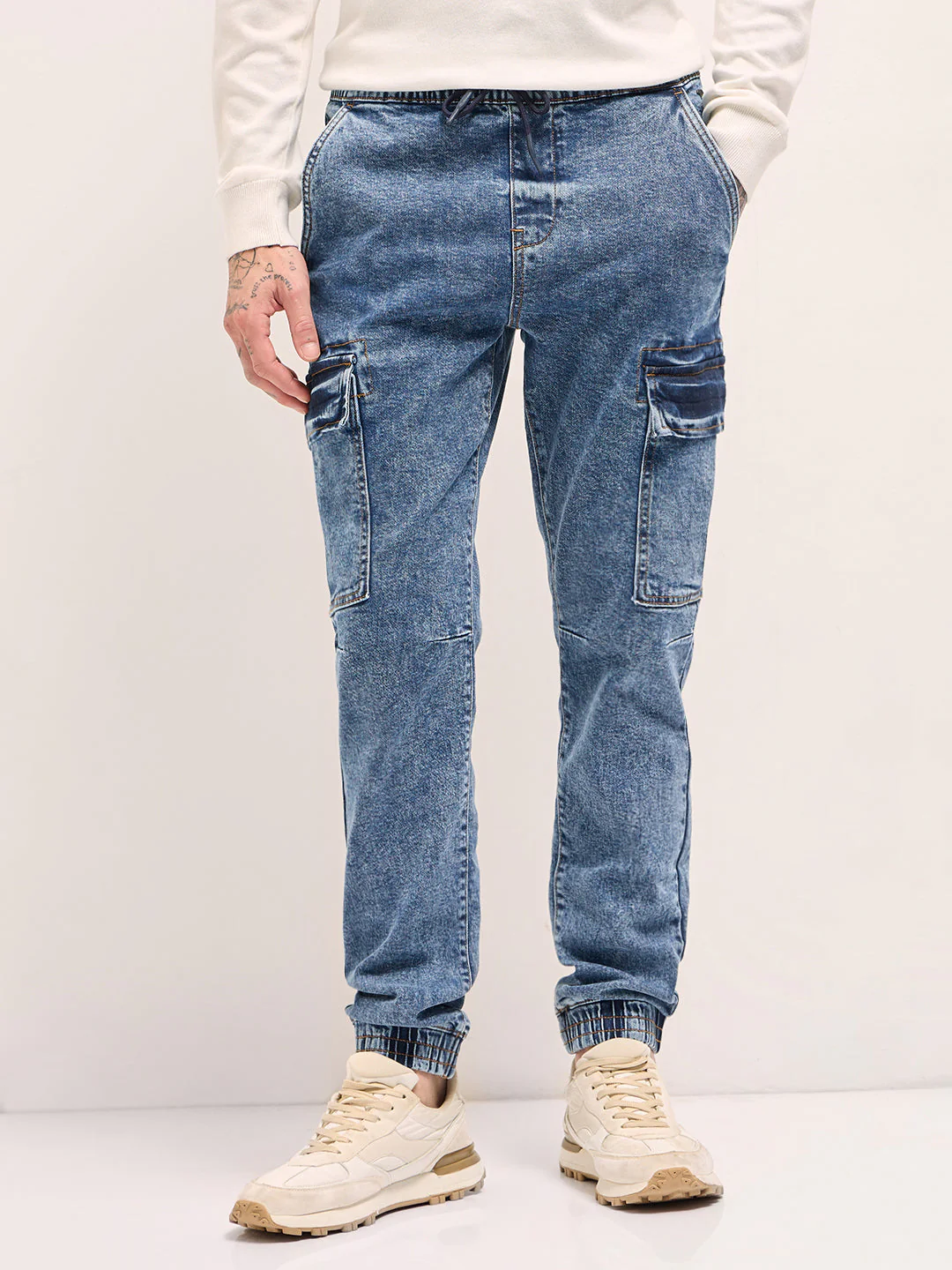 Men Mid Blue Slim Fit Jogger-Style jean - Image 2