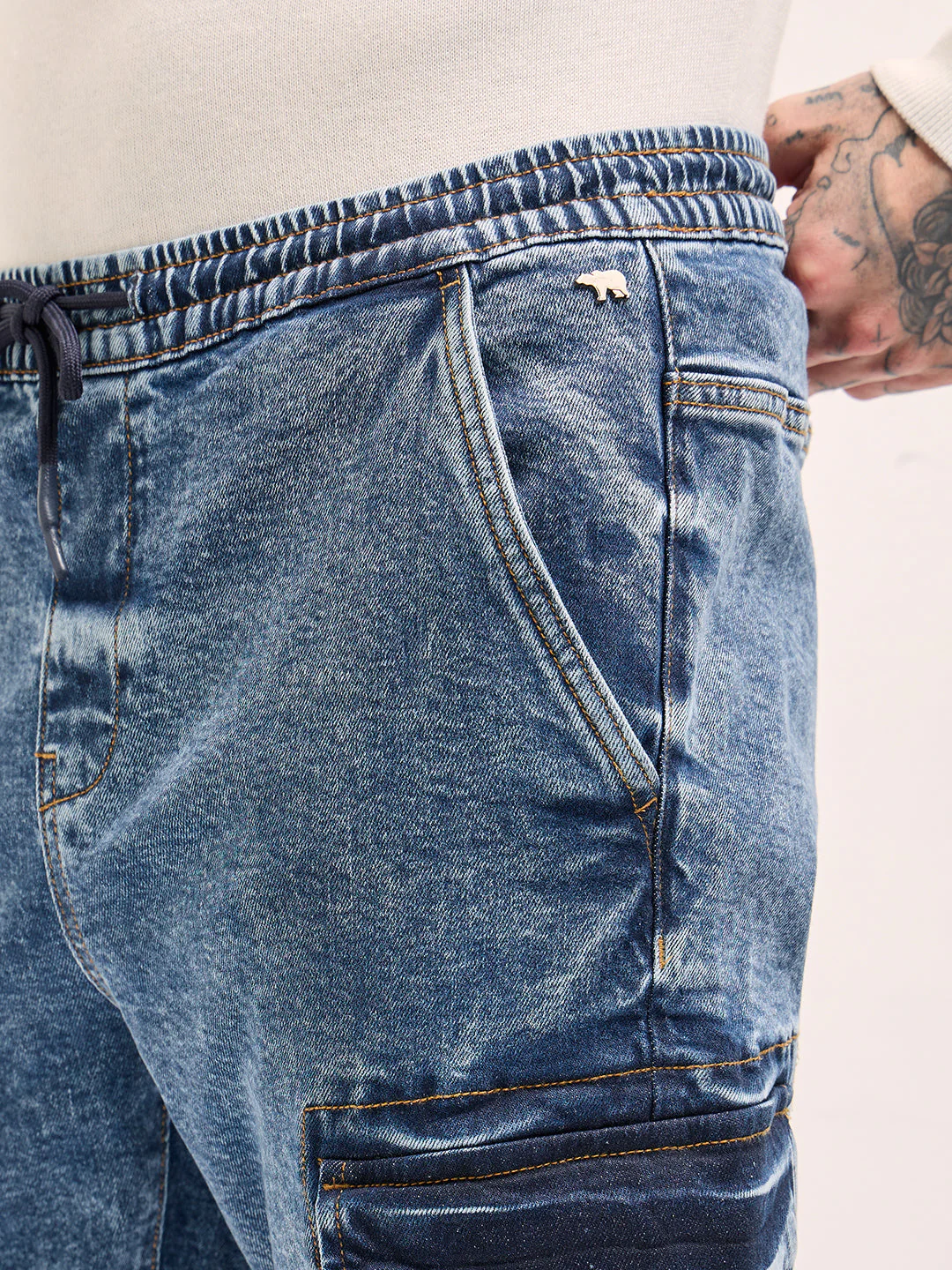 Men Mid Blue Slim Fit Jogger-Style jean - Image 5