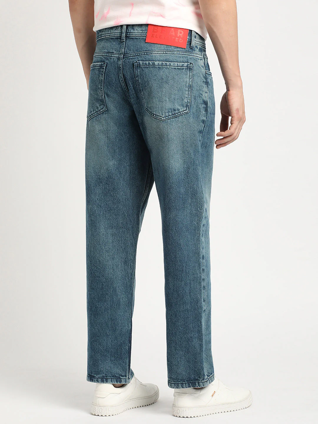 Men Mid Blue Solid Mid Rise Straight Fit Jean - Image 4