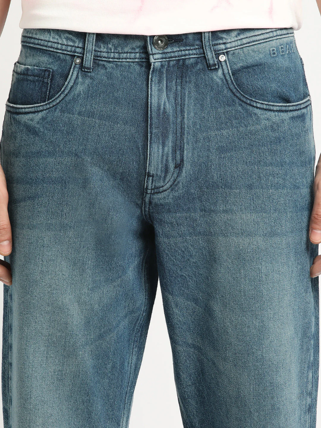 Men Mid Blue Solid Mid Rise Straight Fit Jean - Image 6