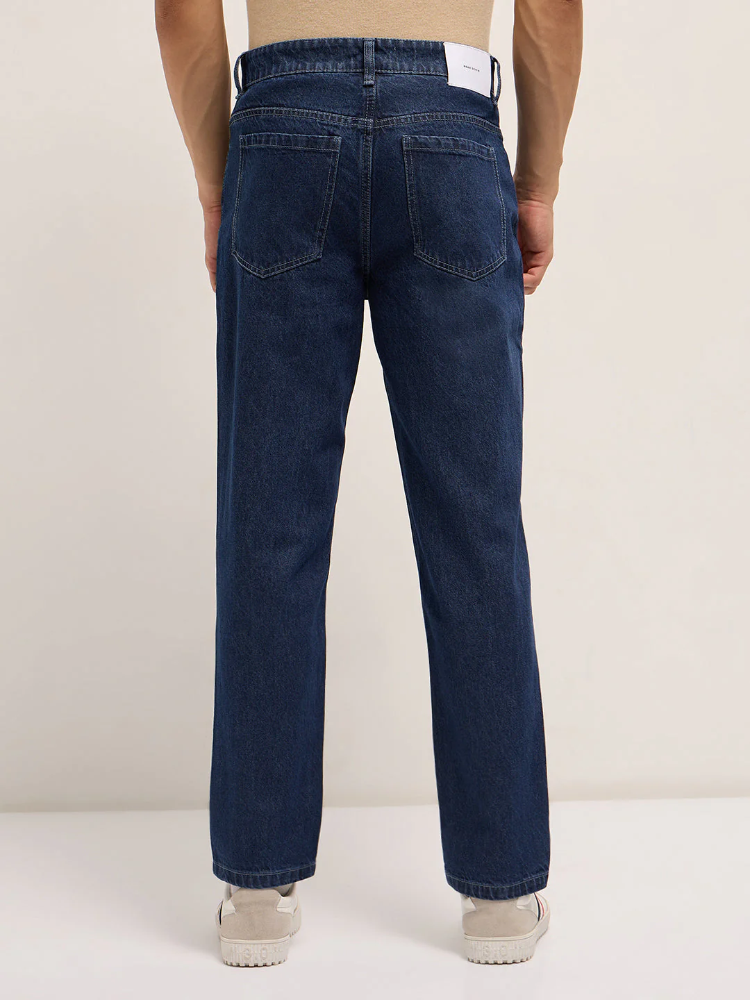 Men Mid Blue Solid Mid-Rise Straight Fit Jeans - Image 2