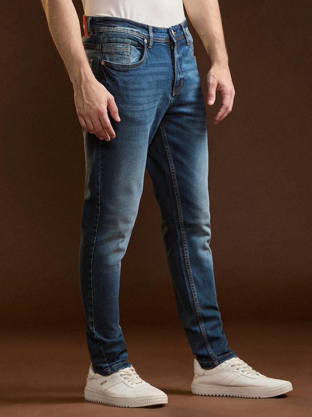 Men Blue Mid-Rise Slim Fit Jeans - Image 3
