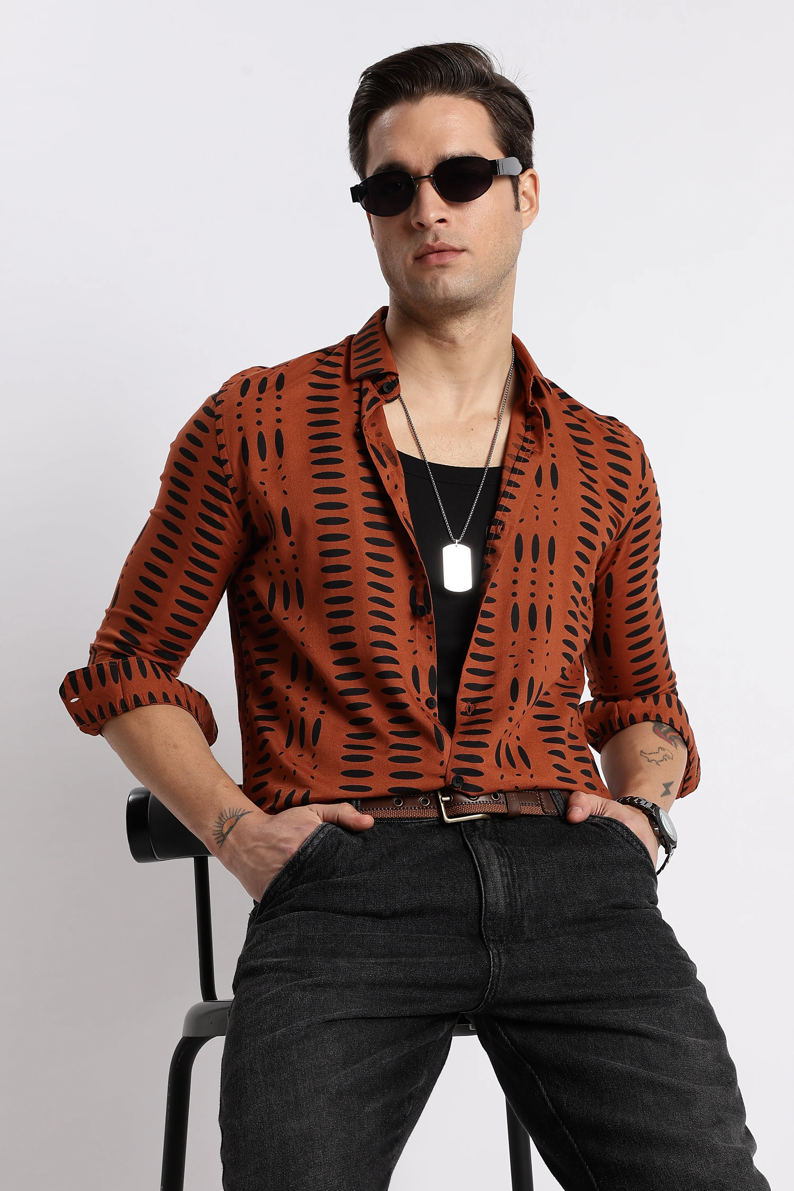 Men Midnight Ember Printed Shirt
