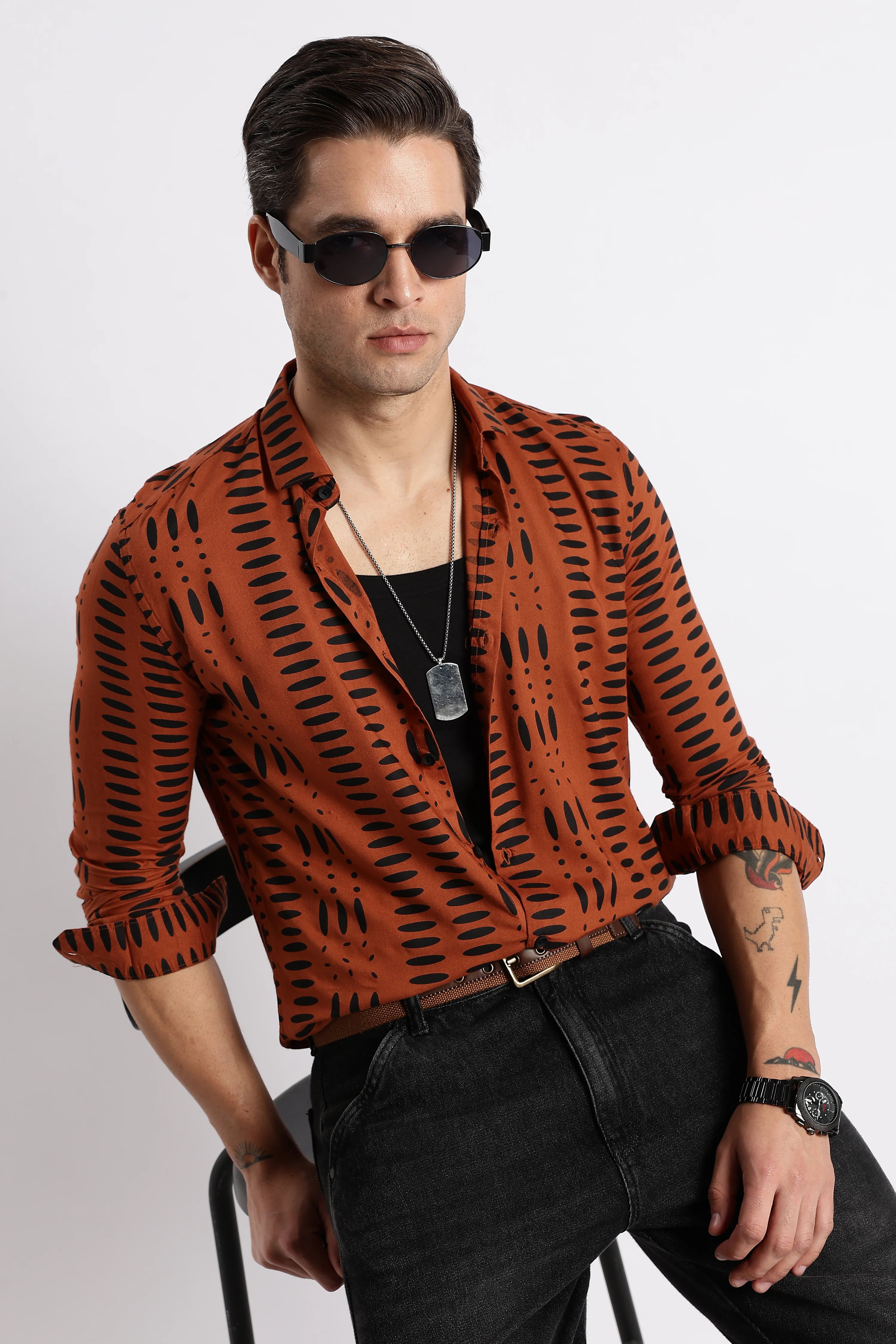 Men Midnight Ember Printed Shirt - Image 2