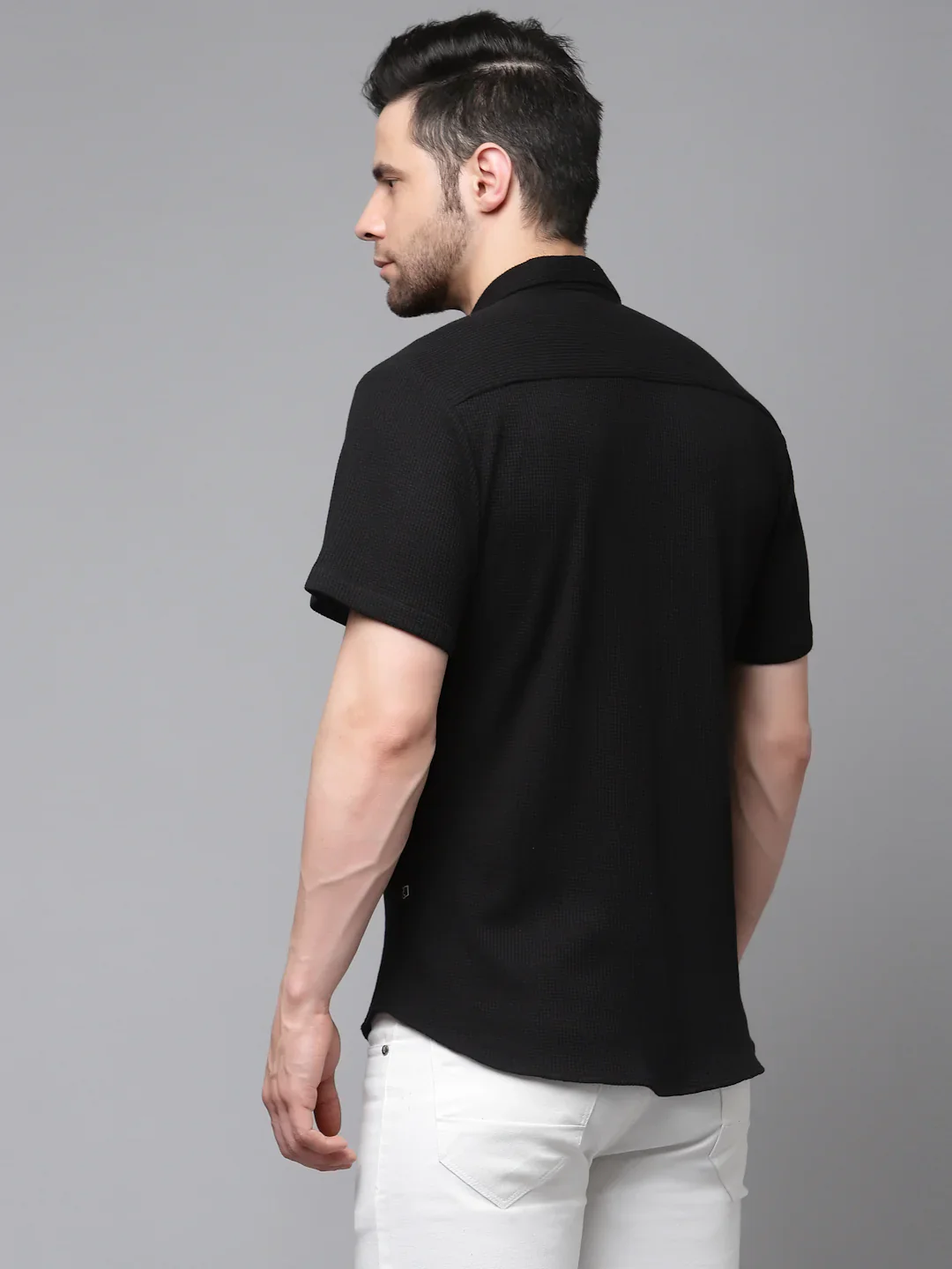 Men Midnight Waffle Knit Shirt - Image 2