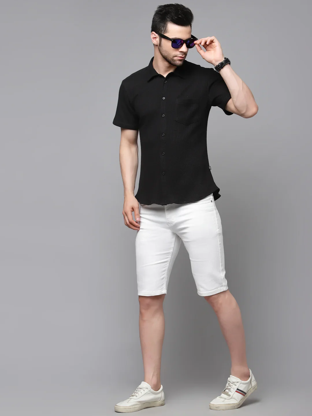 Men Midnight Waffle Knit Shirt - Image 4