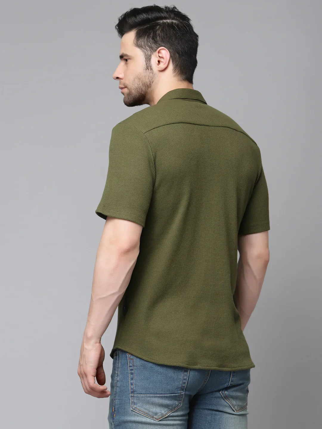 Men Midnight Waffle Knit Shirt - Image 2