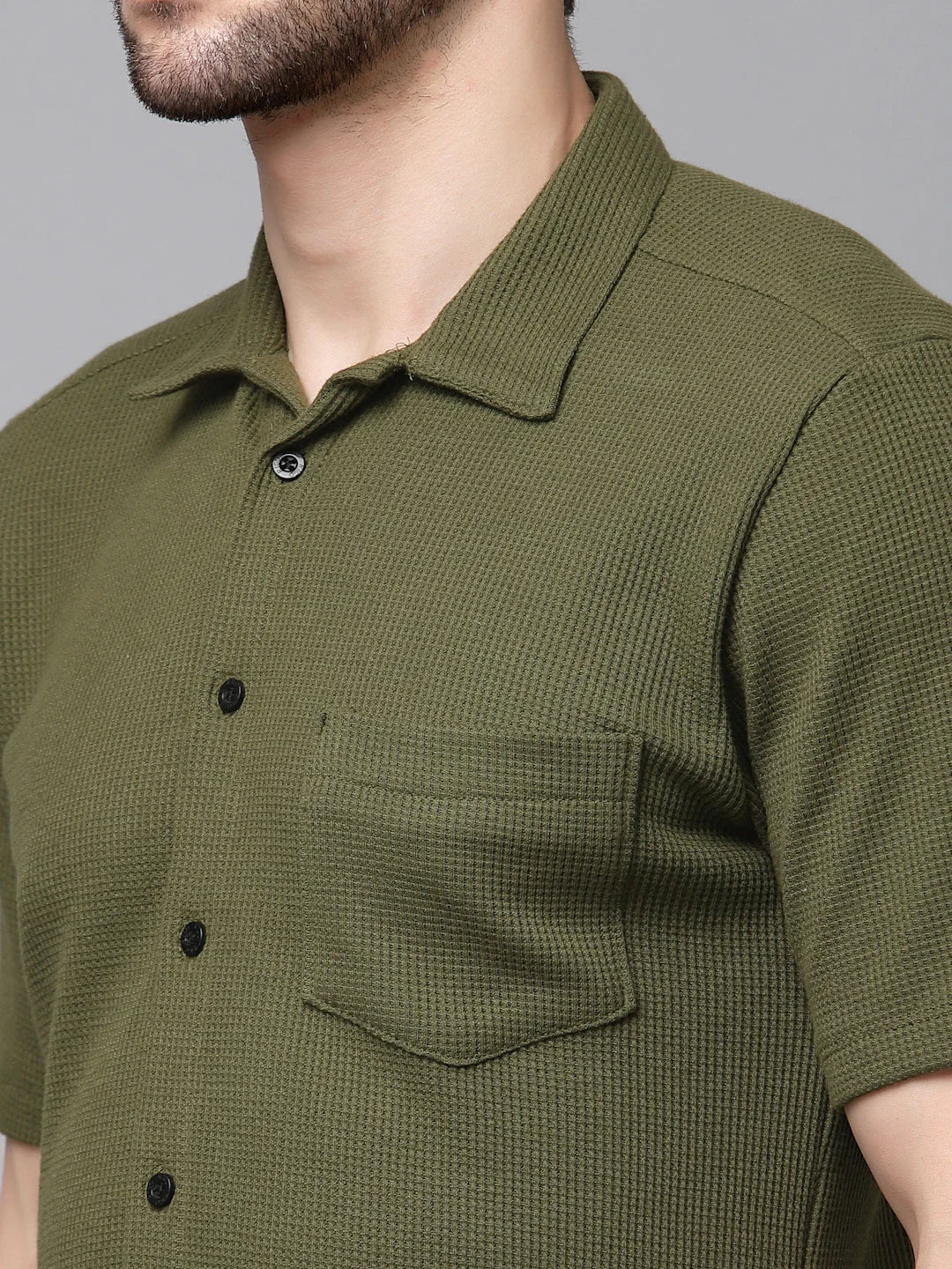 Men Midnight Waffle Knit Shirt - Image 3
