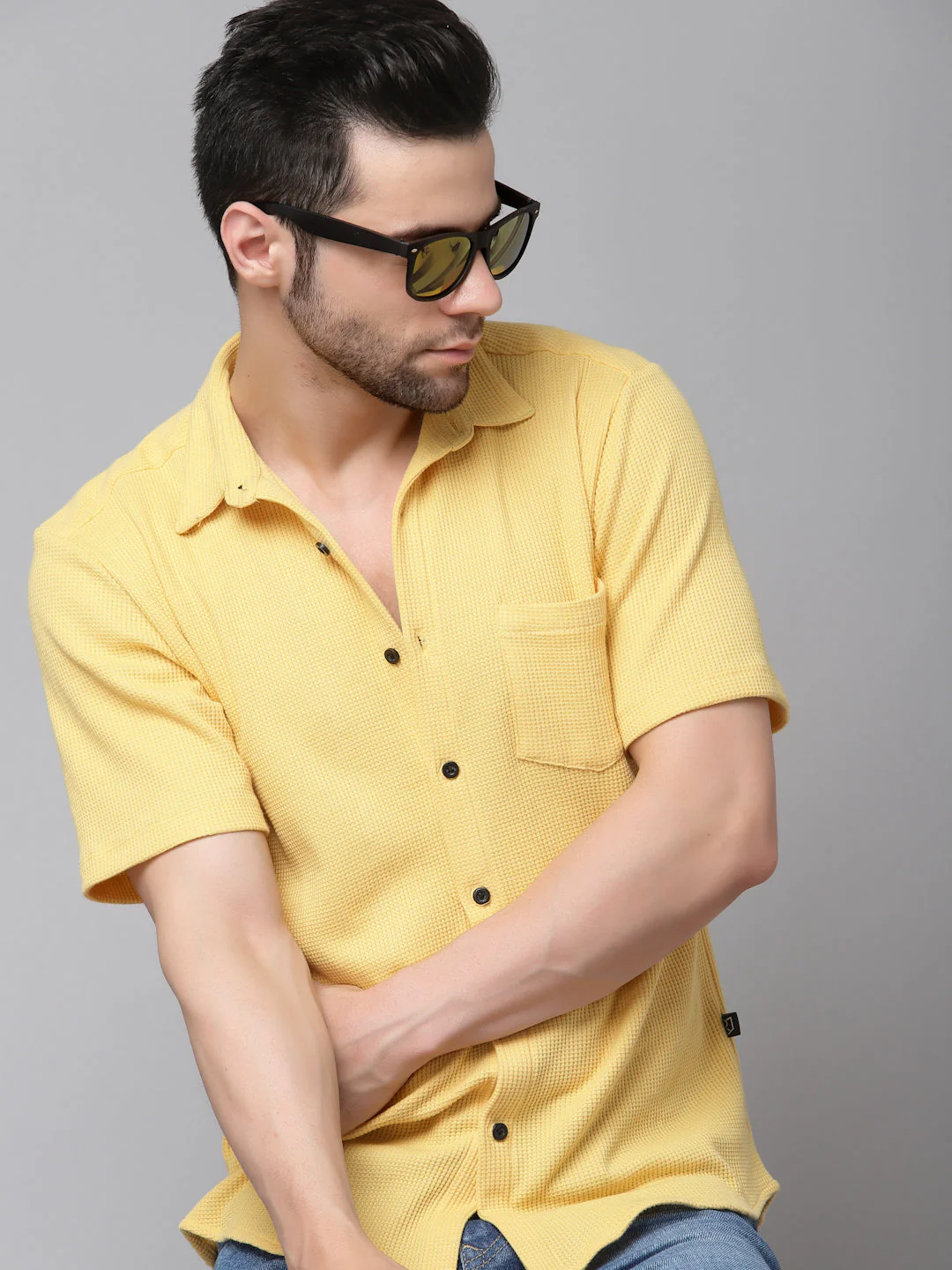 Men Waffle Knit Shirt - Image 5