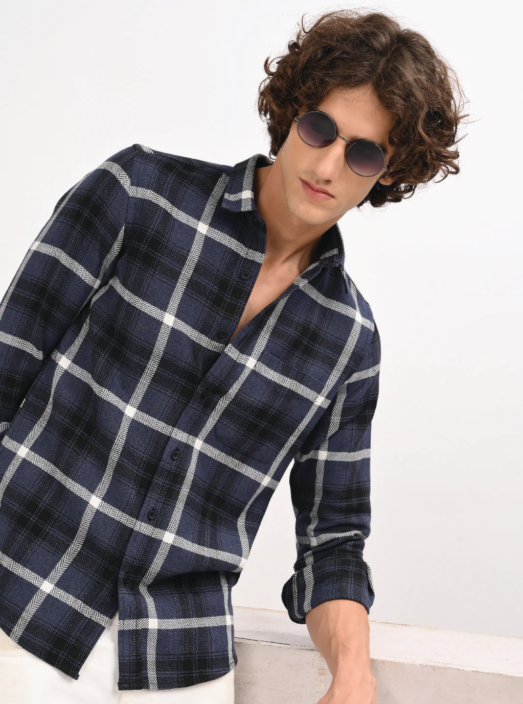 Men Navy Blue Shirt - Image 3