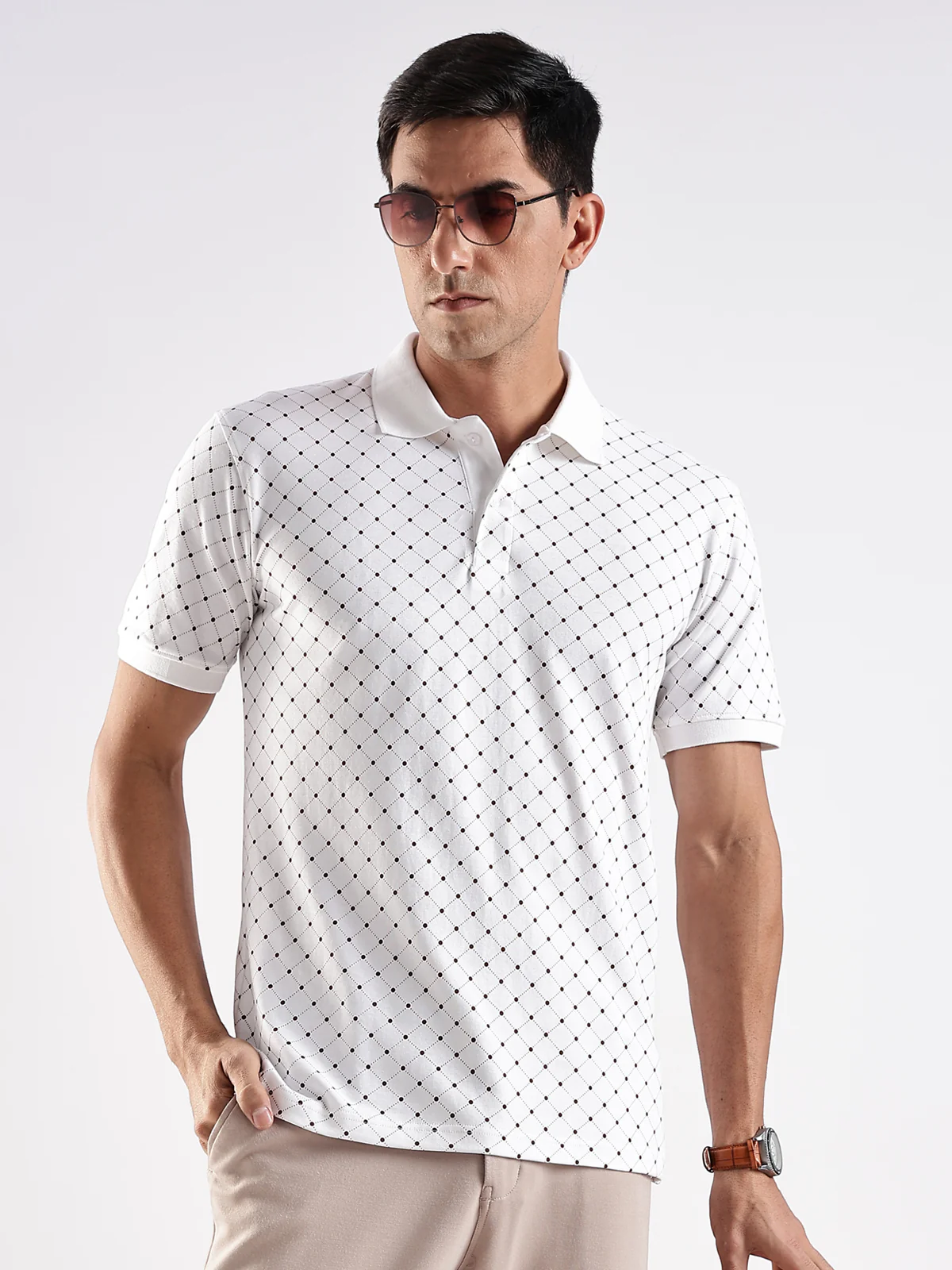 Men White Regular Fit Polo T-Shirt - Image 4