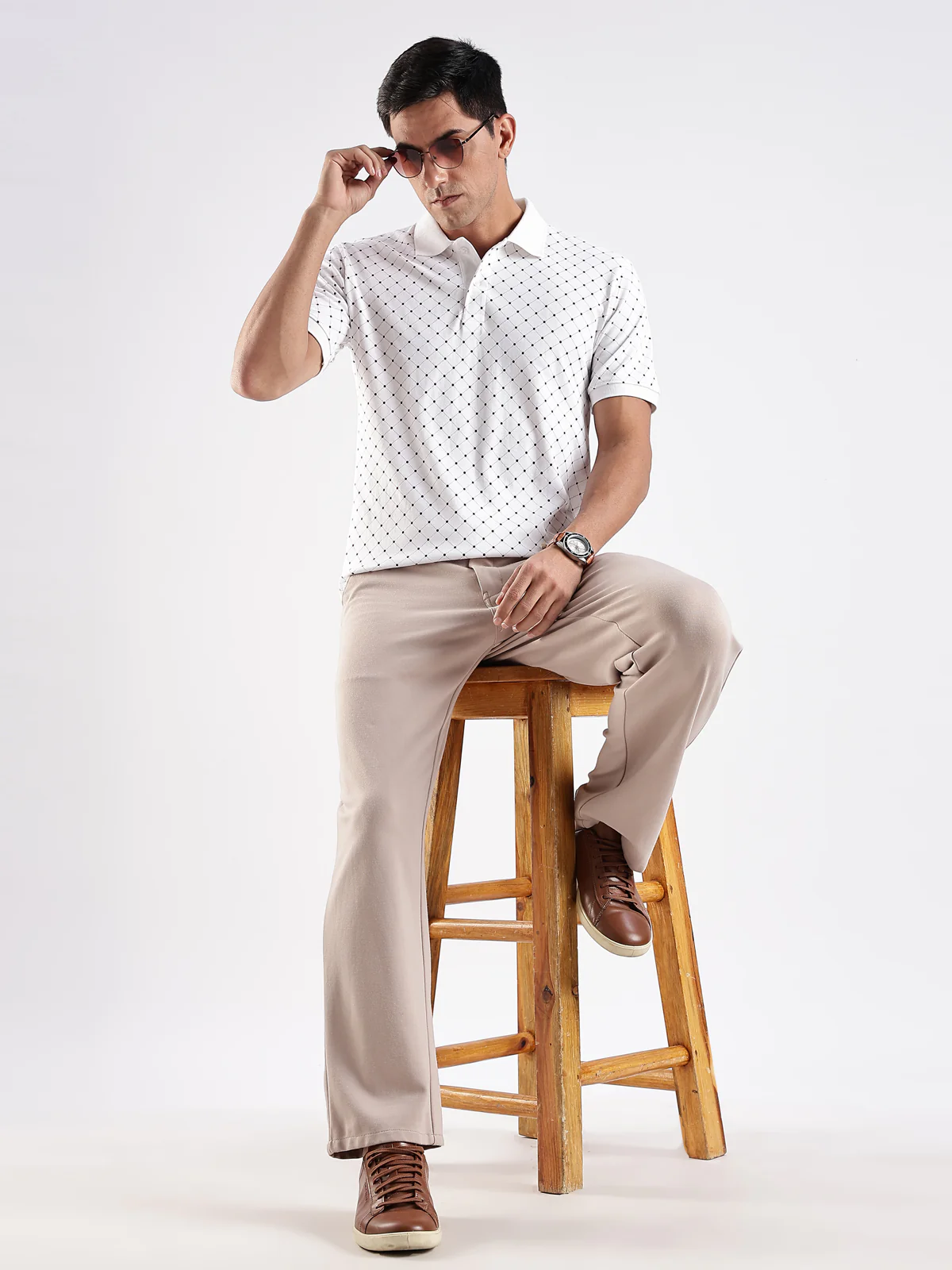 Men White Regular Fit Polo T-Shirt - Image 5