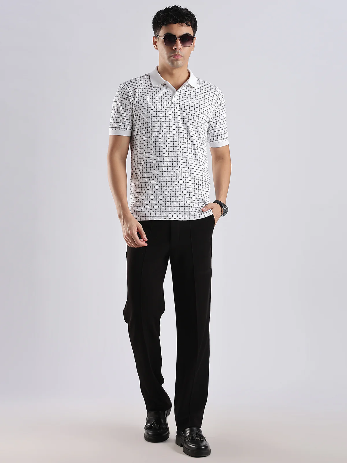 Men White Regular Fit Polo T-Shirt - Image 4