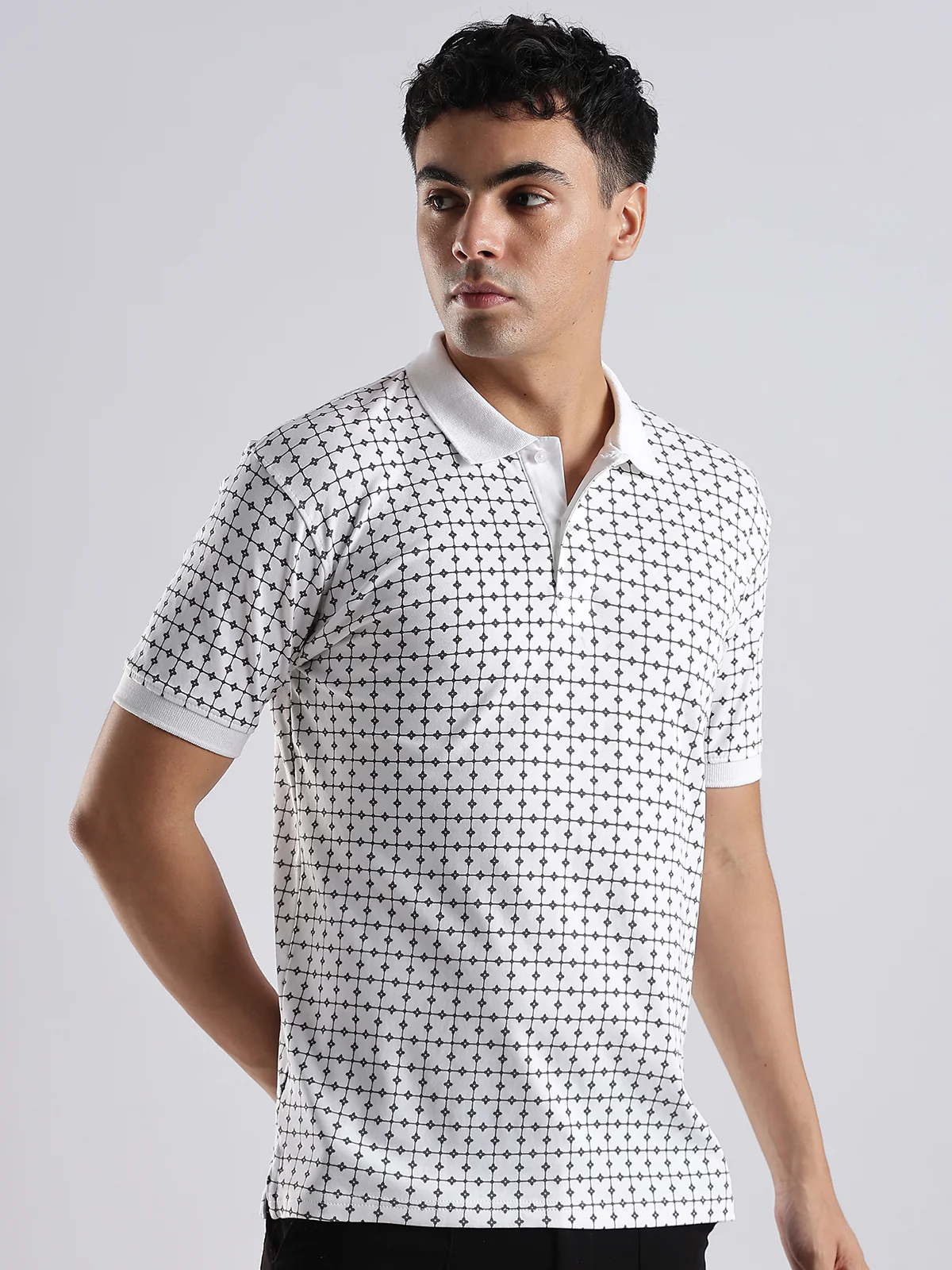 Men White Regular Fit Polo T-Shirt - Image 5