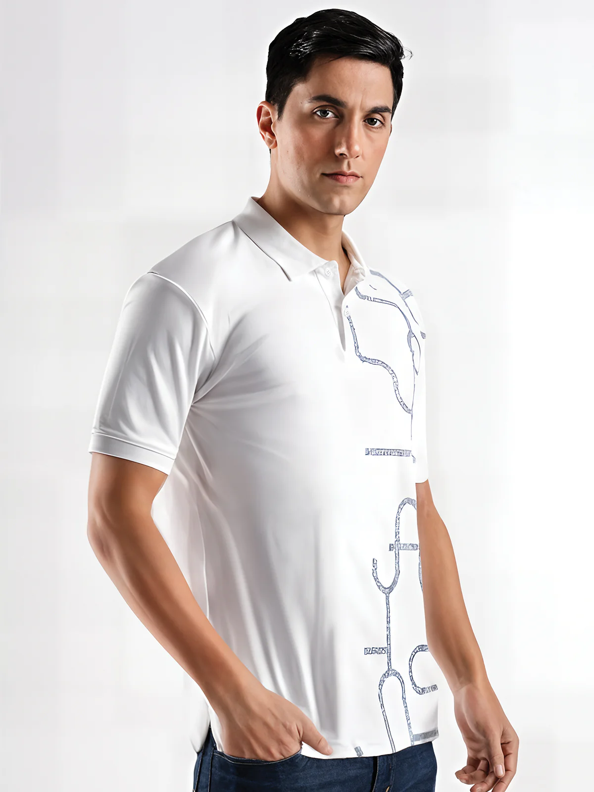 Men White Regular Fit Polo T-Shirt - Image 2