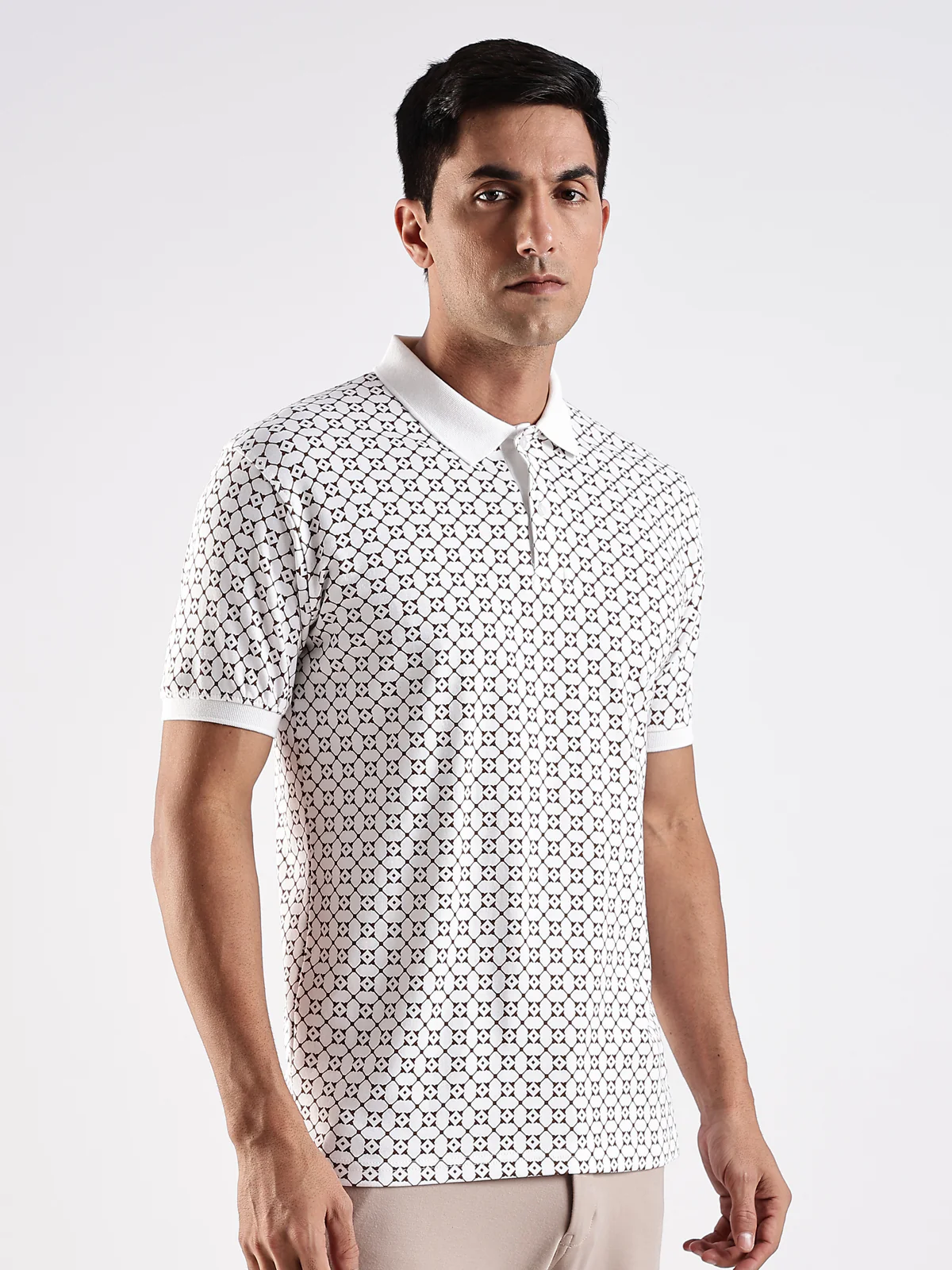 Men White Regular Fit Polo T-Shirt - Image 4