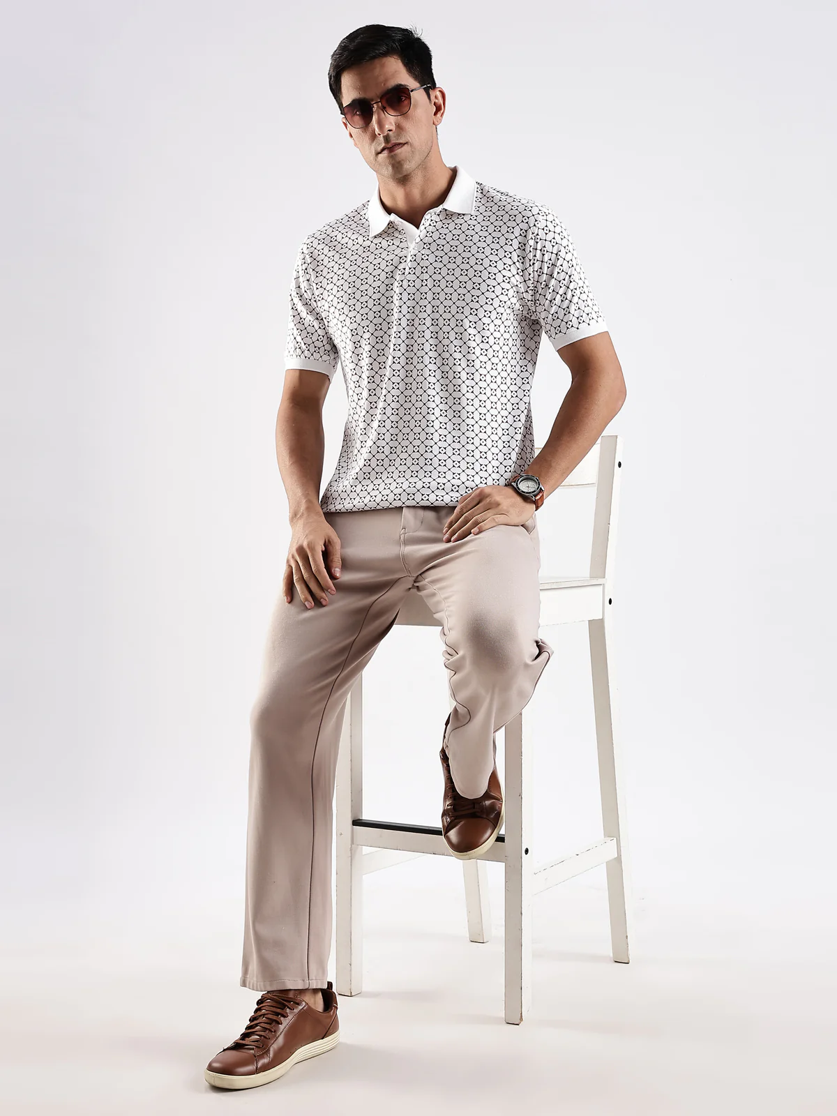 Men White Regular Fit Polo T-Shirt - Image 5
