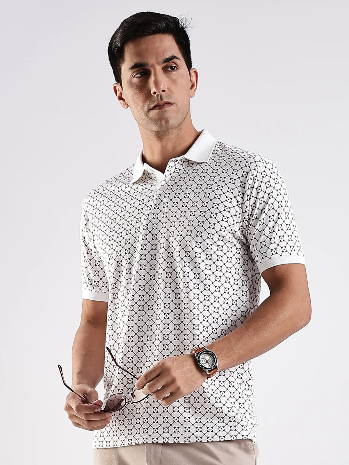Men White Regular Fit Polo T-Shirt - Image 6