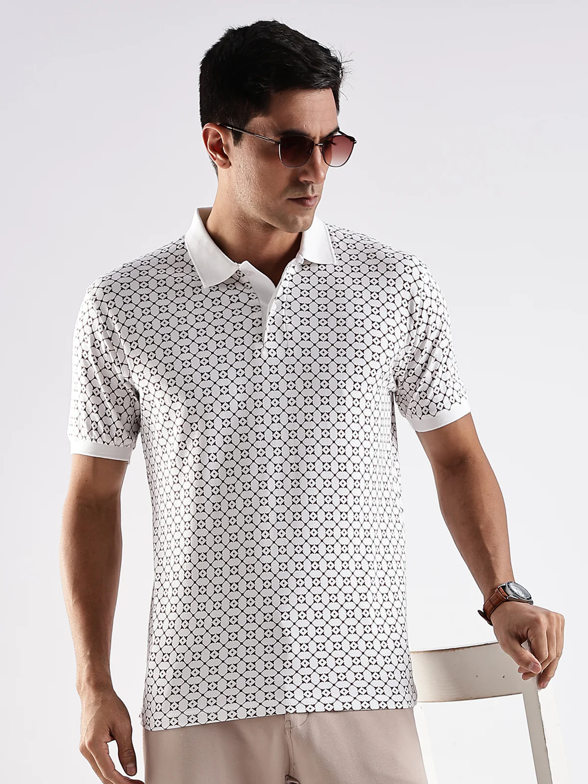 Men White Regular Fit Polo T-Shirt - Image 7