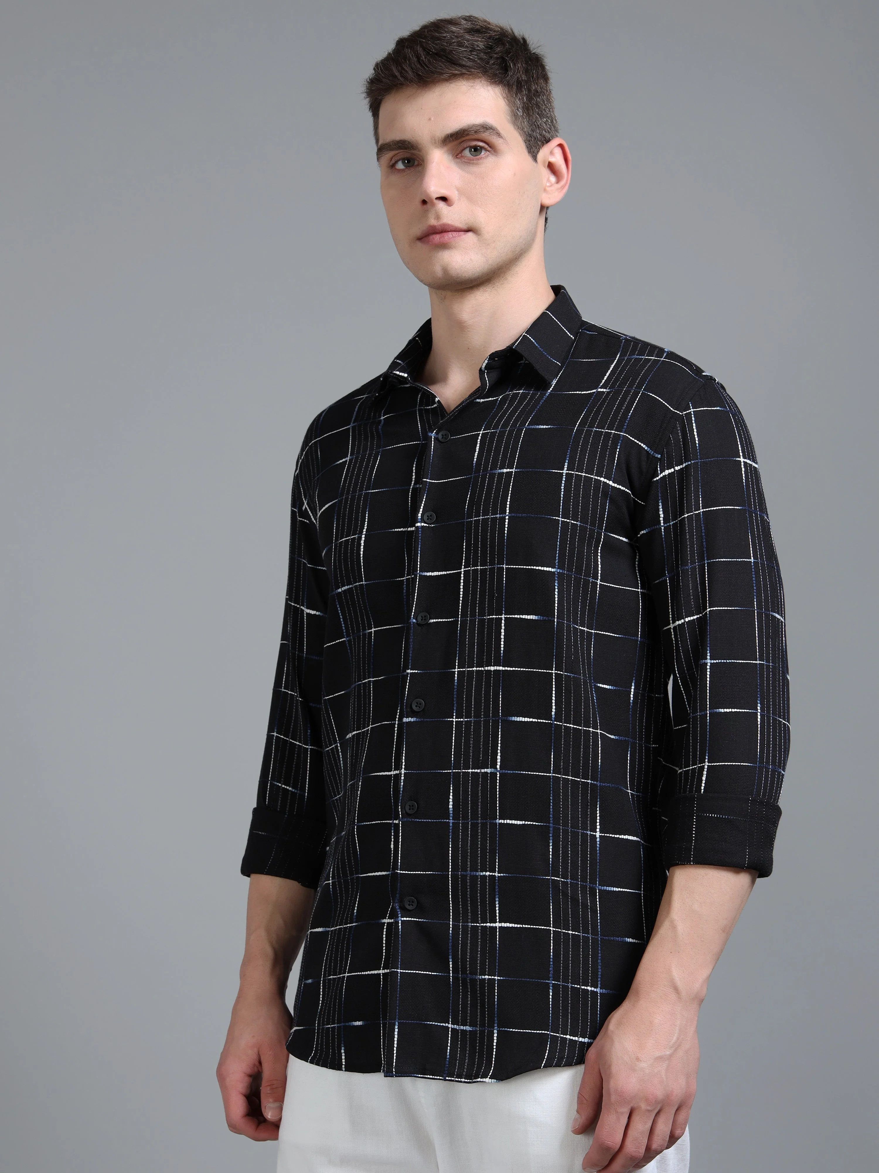 Men Milo Black Checks Shirt - Image 3