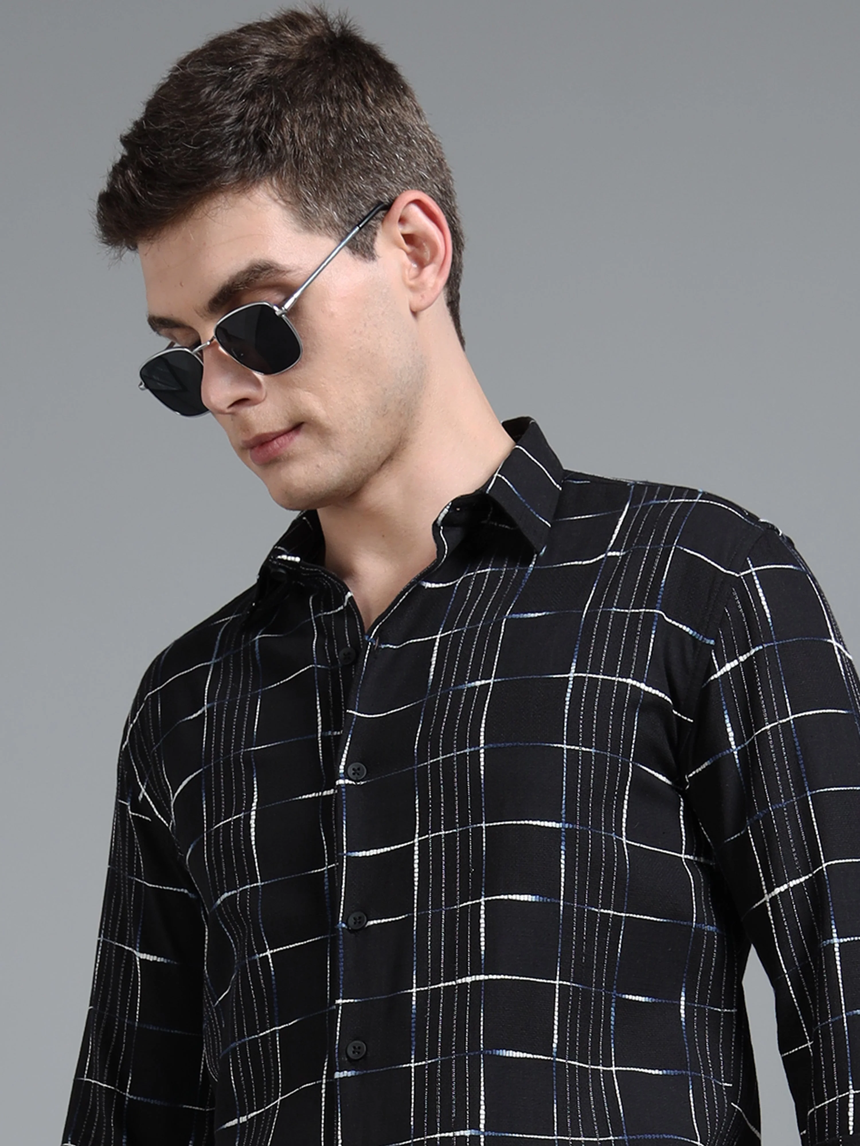 Men Milo Black Checks Shirt - Image 4