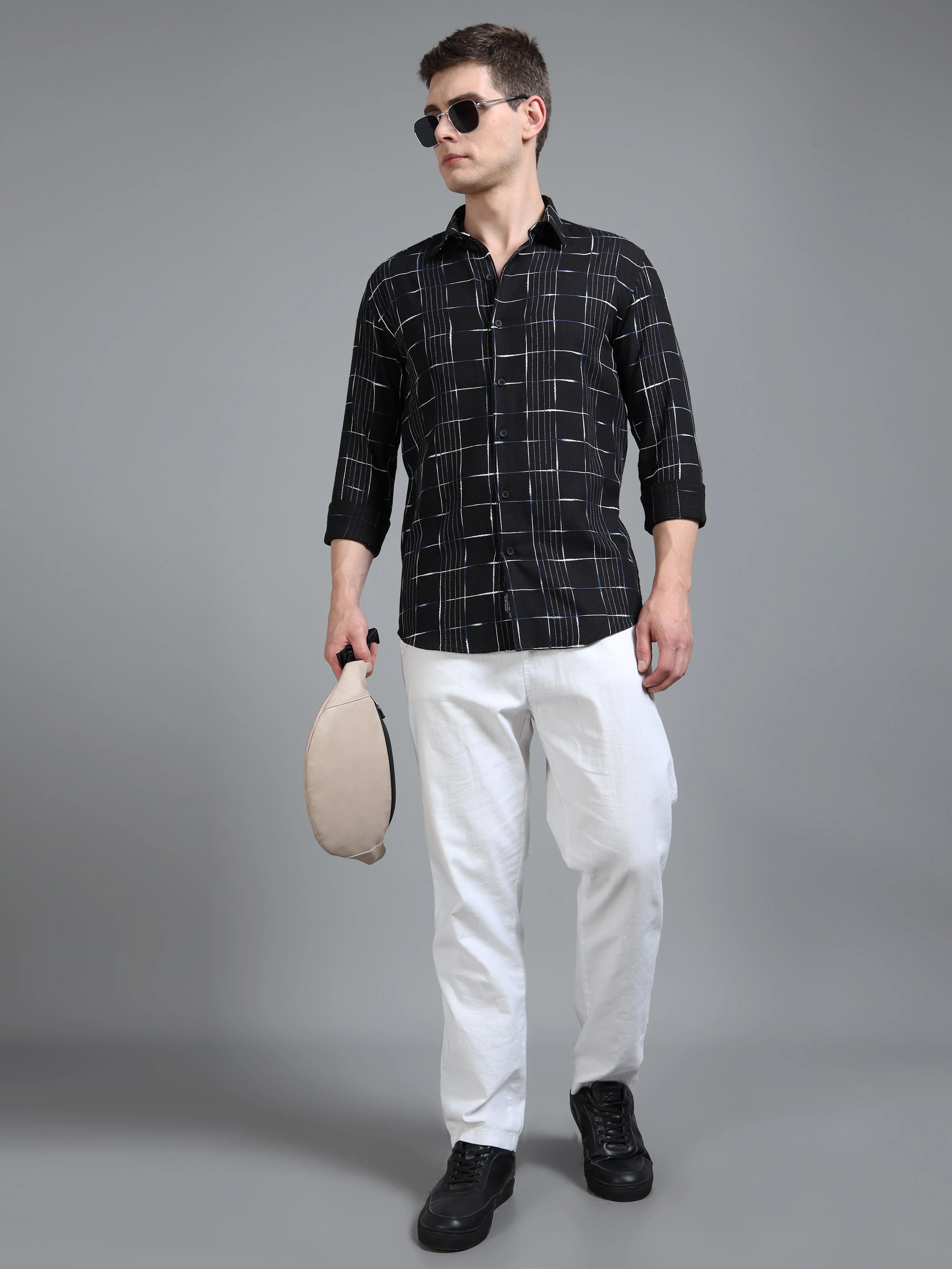 Men Milo Black Checks Shirt - Image 5