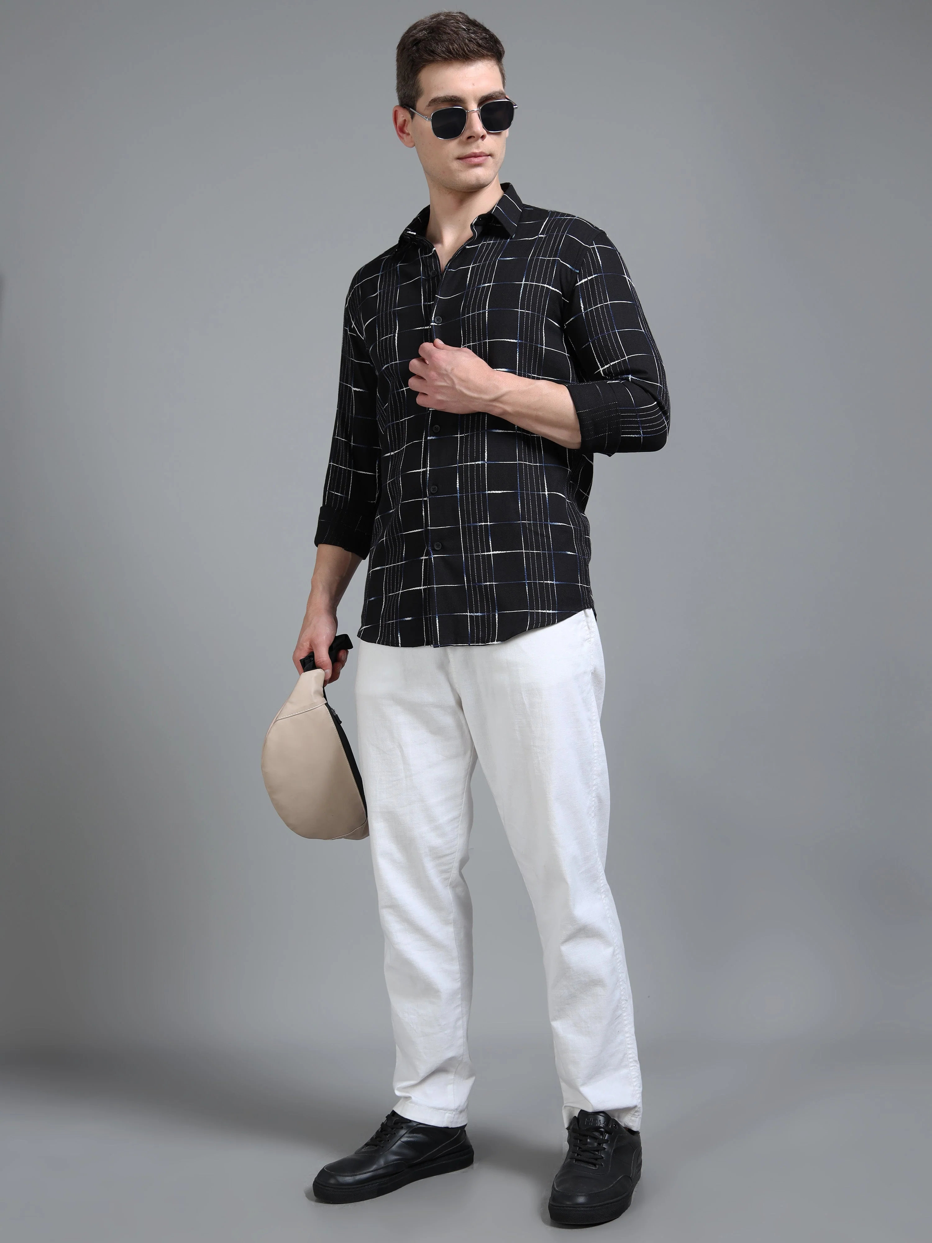 Men Milo Black Checks Shirt - Image 6
